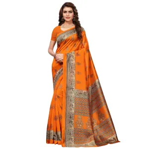 Adorable Mustard Colored Festive Wear Printed Mysore Silk Saree