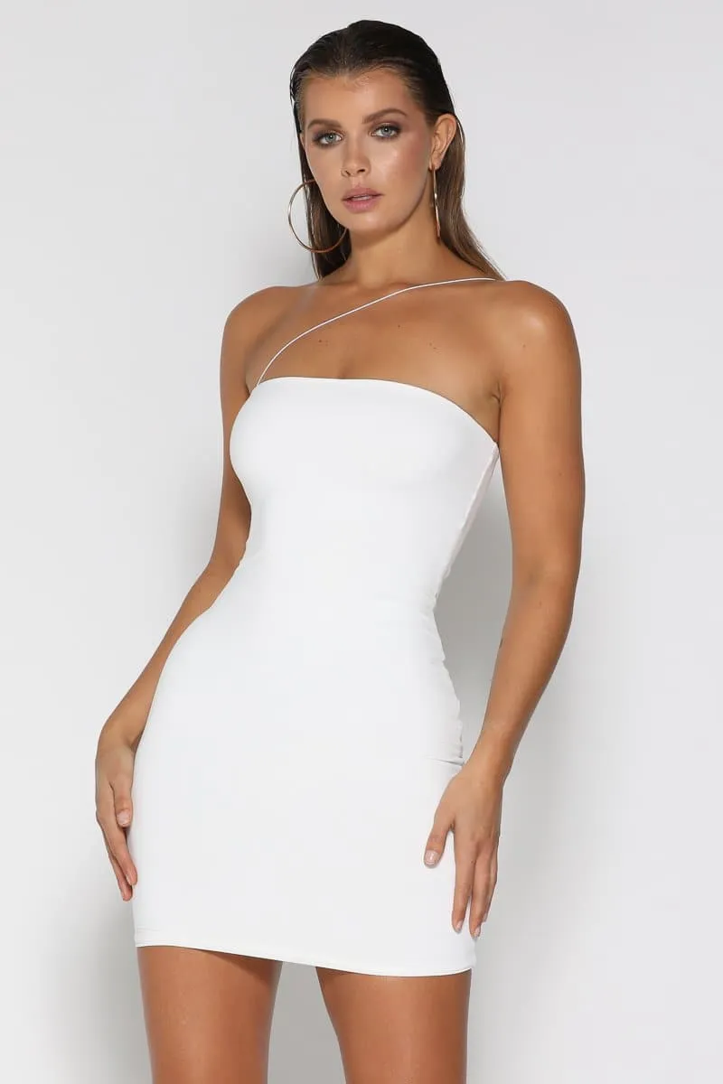 Angelina Neck Cross Strap Mini Dress - White