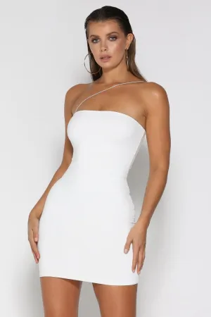 Angelina Neck Cross Strap Mini Dress - White