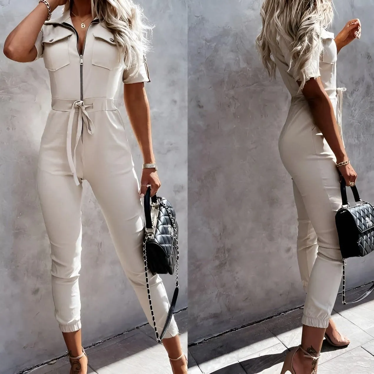 Ankea Jumpsuit - Eleganter Cargo Jumpsuit mit Reißverschluss