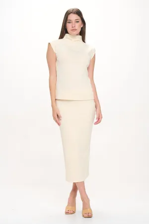 Anna Mock Neck Ribbed Sleeveless Top