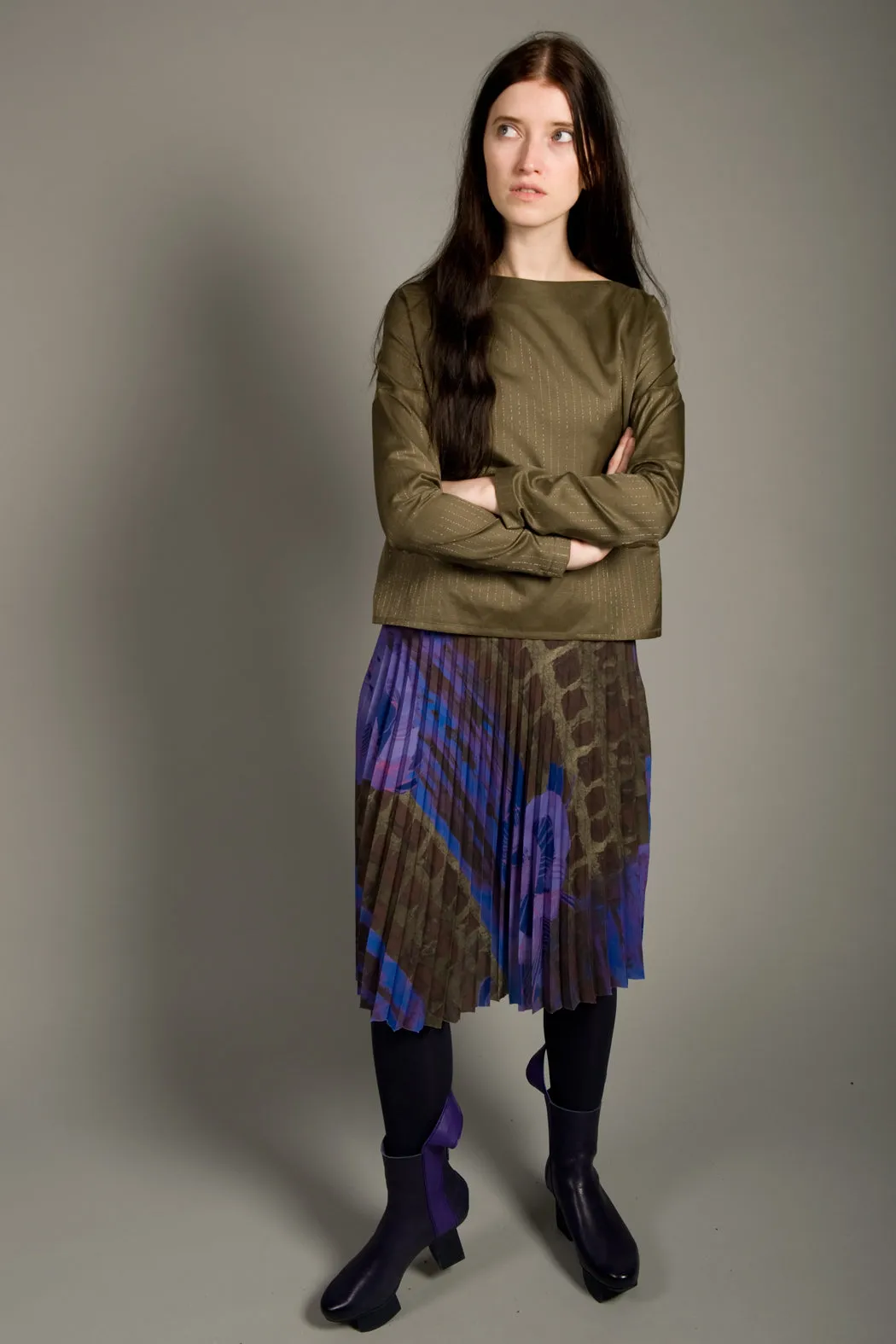 Basic Green Shirt with Golden Stripes