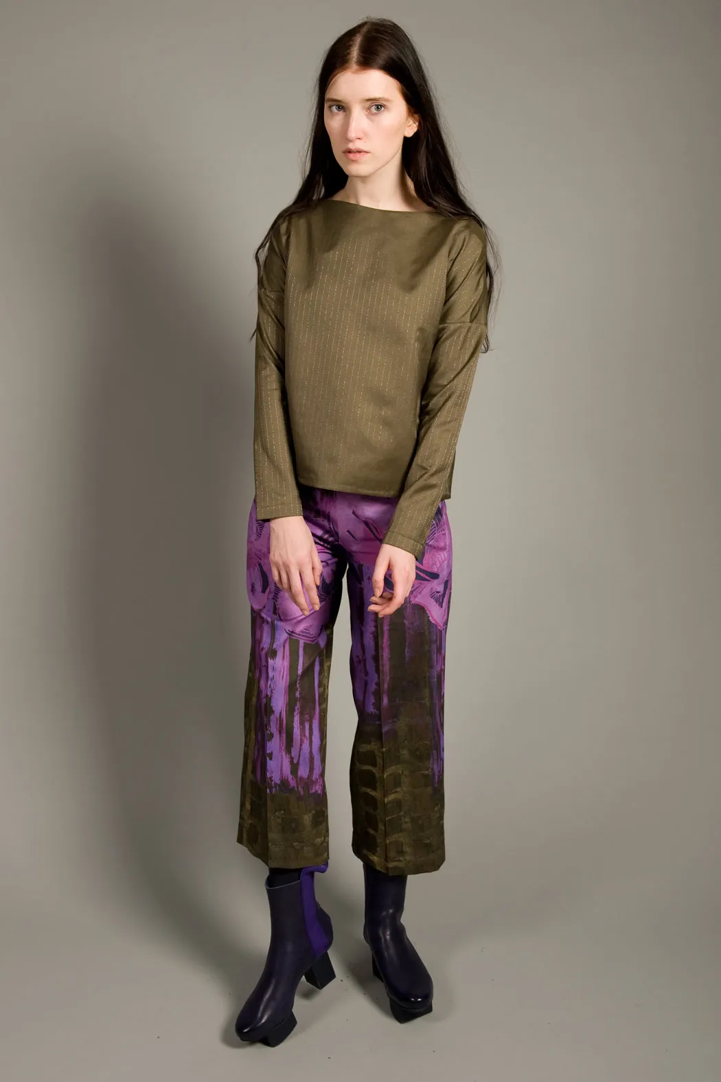Basic Green Shirt with Golden Stripes