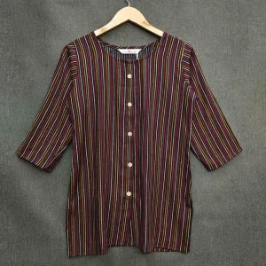 Black Striped Printed Rayon Top