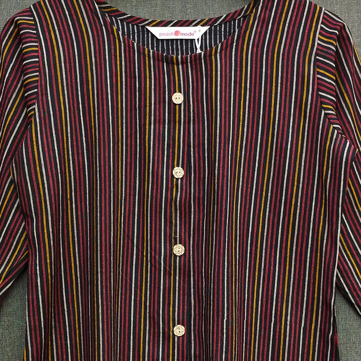 Black Striped Printed Rayon Top