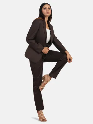 Brown Poly Cotton Suit With Pant