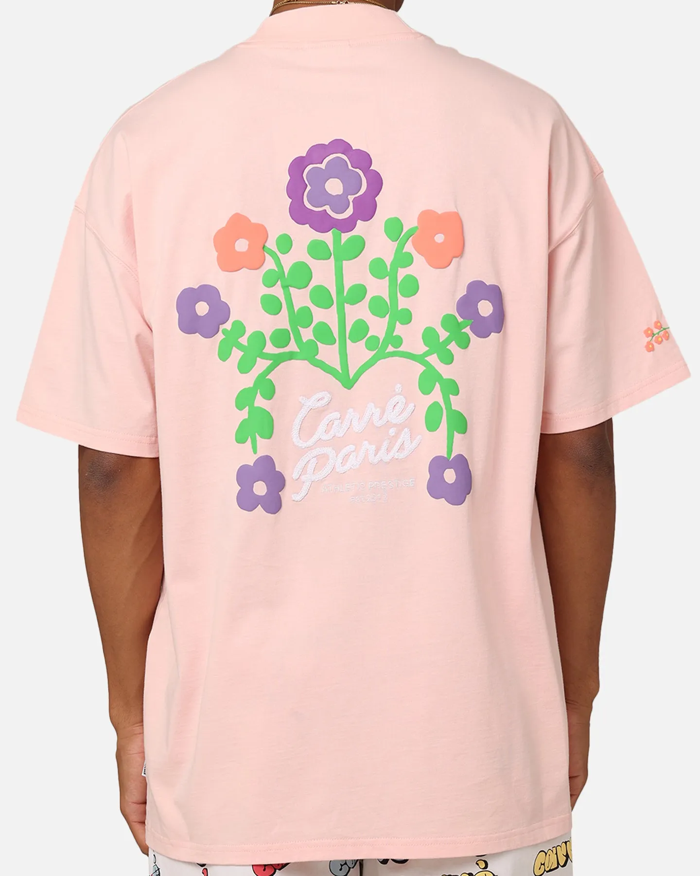 Carre Floraux Oversized T-Shirt Pink