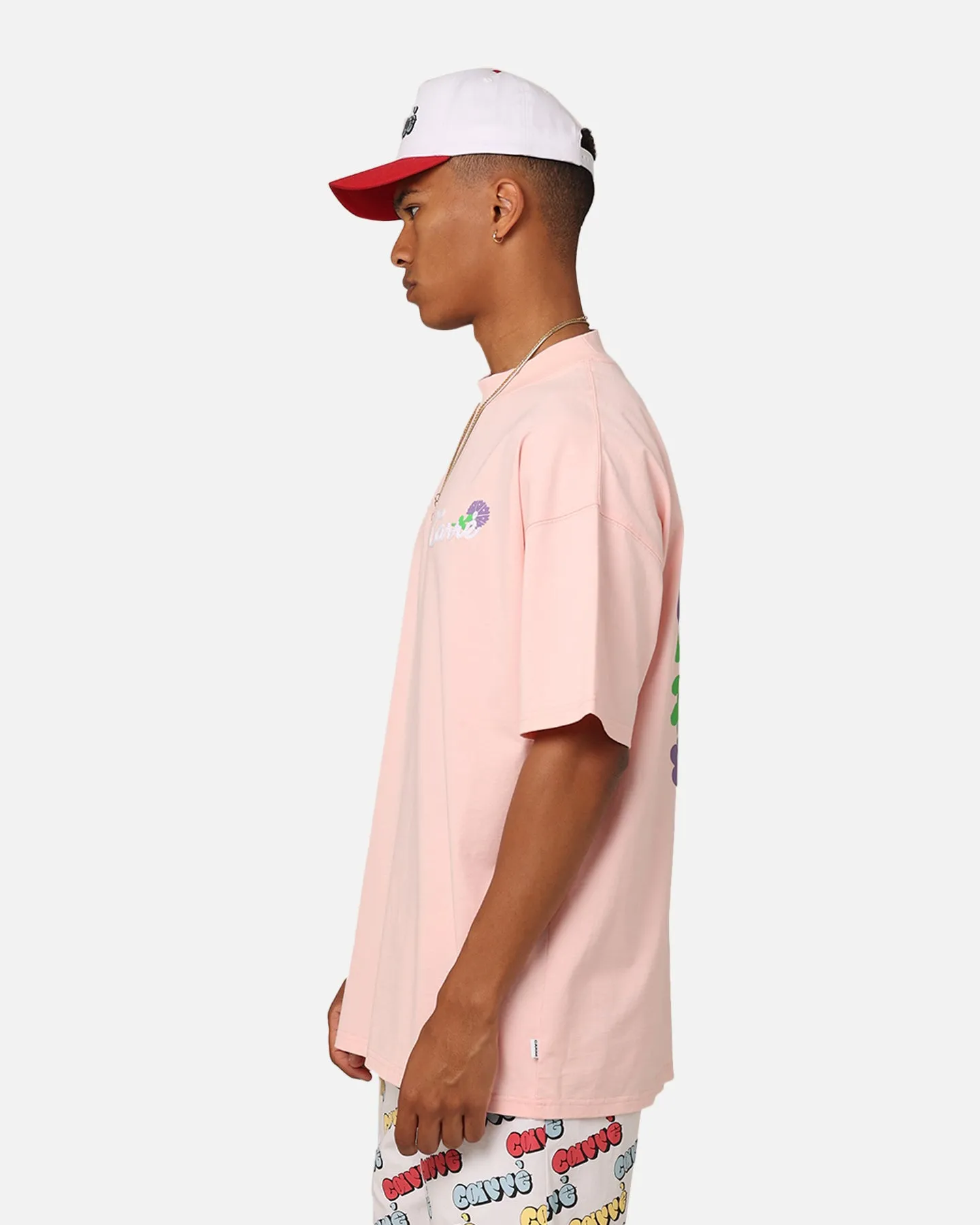 Carre Floraux Oversized T-Shirt Pink