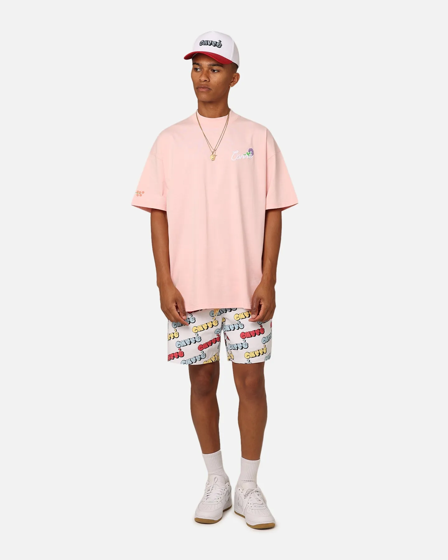 Carre Floraux Oversized T-Shirt Pink