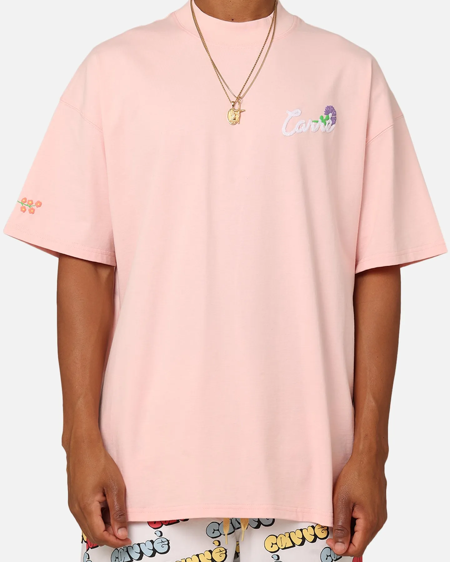 Carre Floraux Oversized T-Shirt Pink