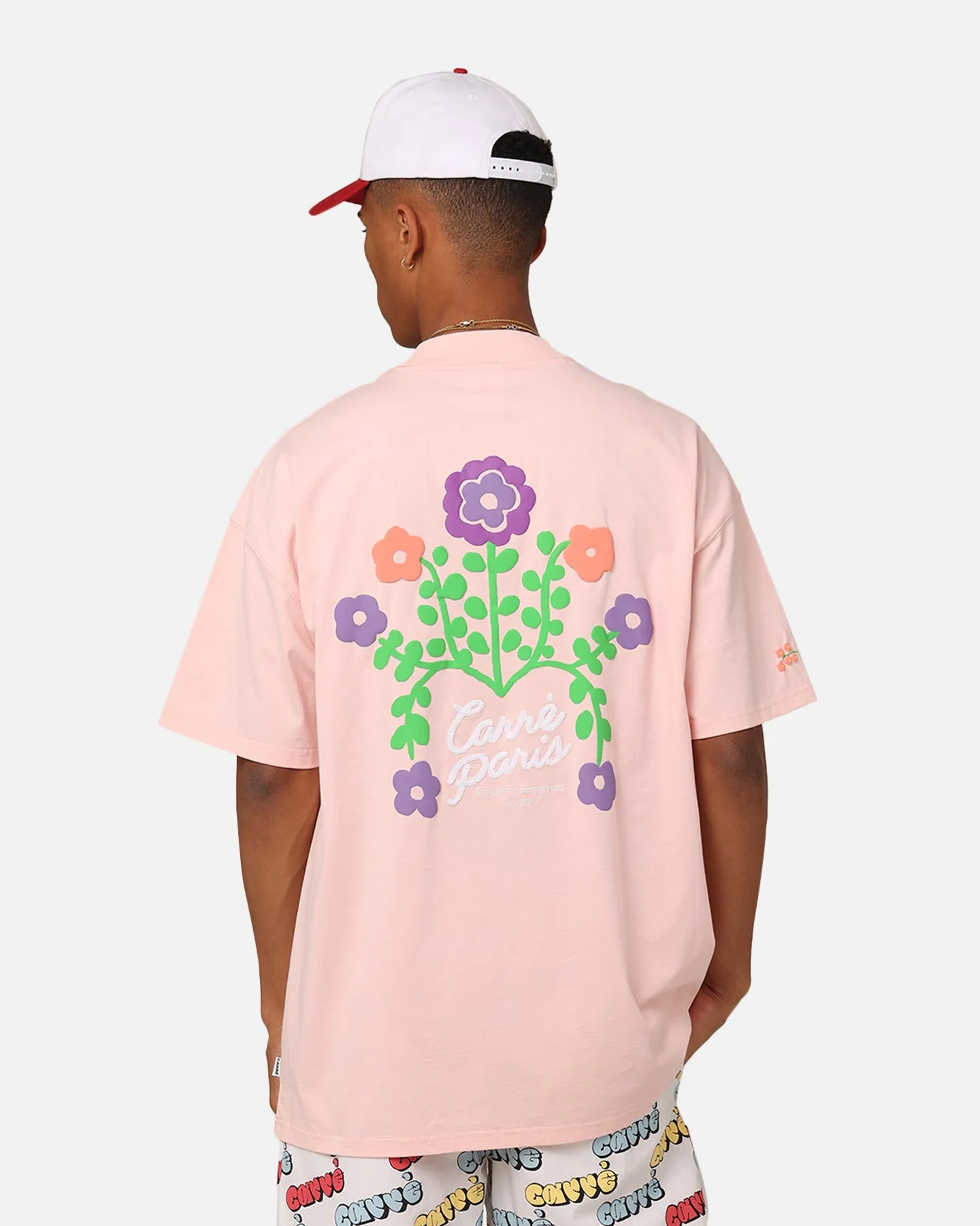 Carre Floraux Oversized T-Shirt Pink