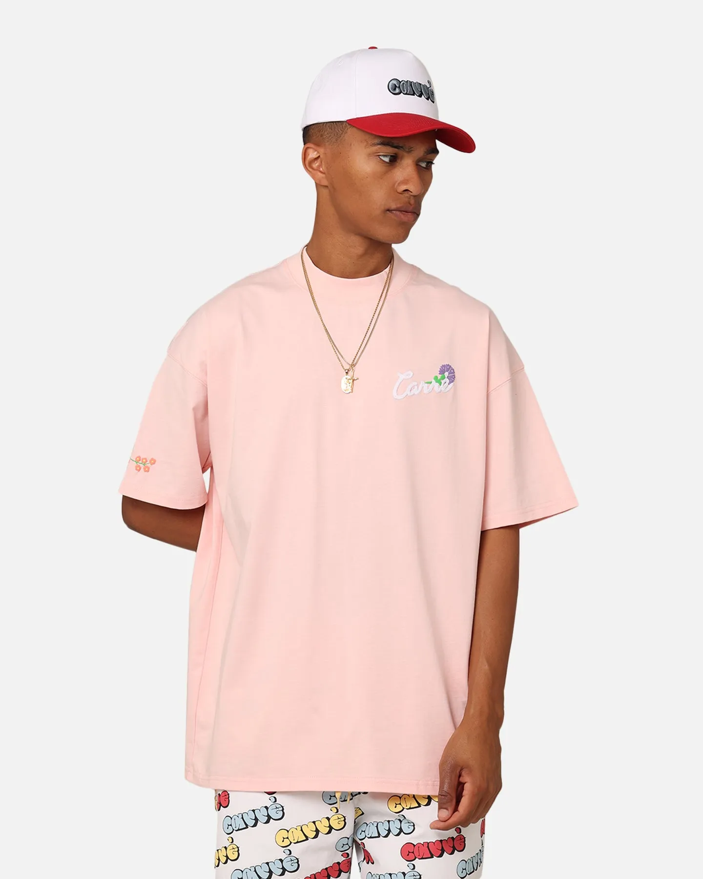 Carre Floraux Oversized T-Shirt Pink
