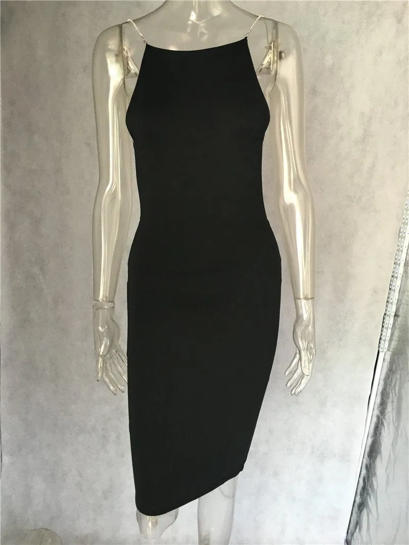 Clearance O-Neck Strap Backless Bodycon Casual Club Mini Dress
