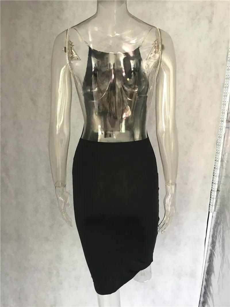 Clearance O-Neck Strap Backless Bodycon Casual Club Mini Dress