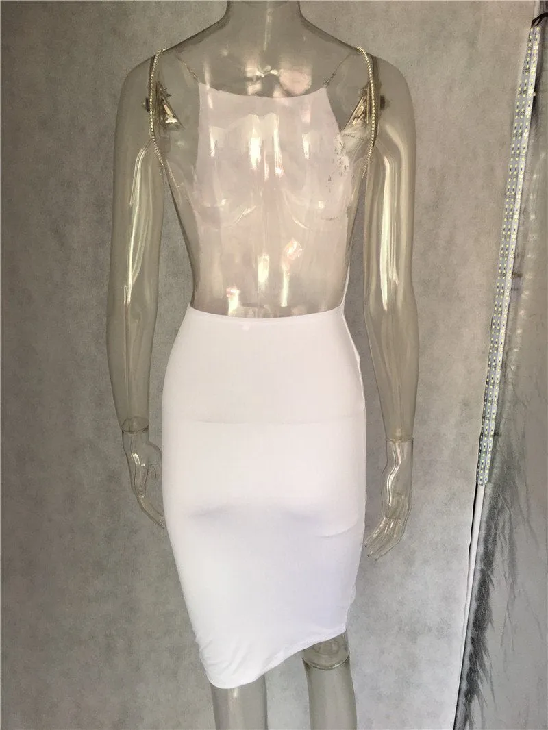 Clearance O-Neck Strap Backless Bodycon Casual Club Mini Dress