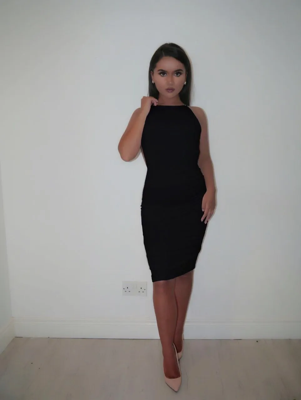 Clearance O-Neck Strap Backless Bodycon Casual Club Mini Dress
