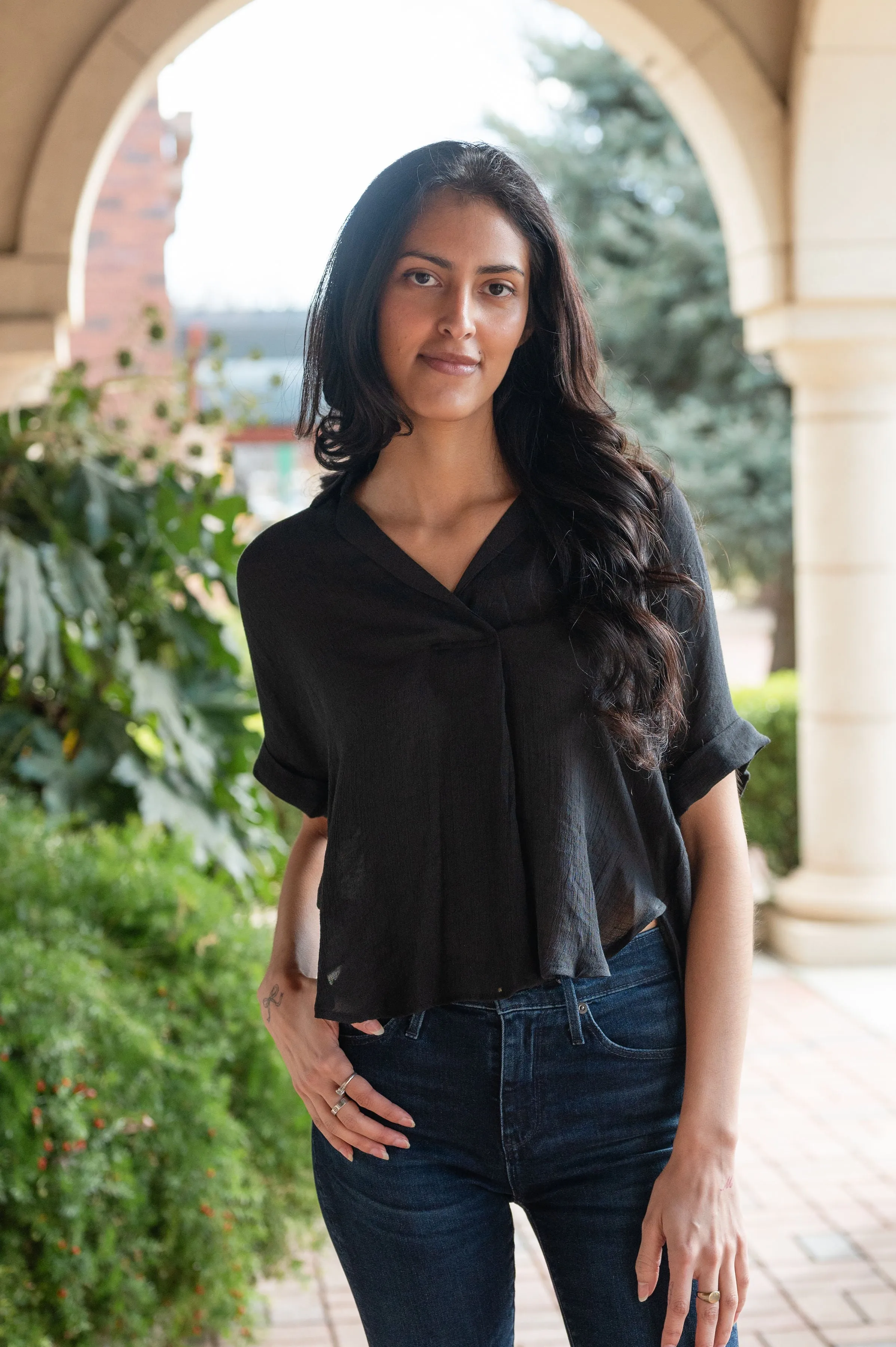 Collared Button Back Blouse