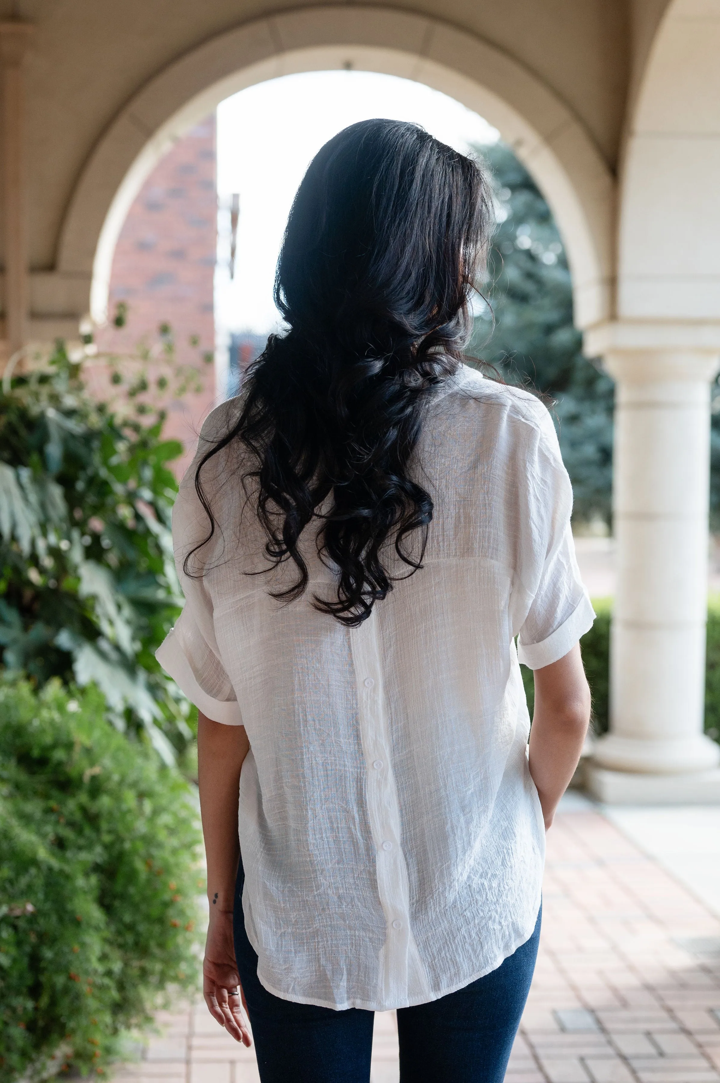 Collared Button Back Blouse
