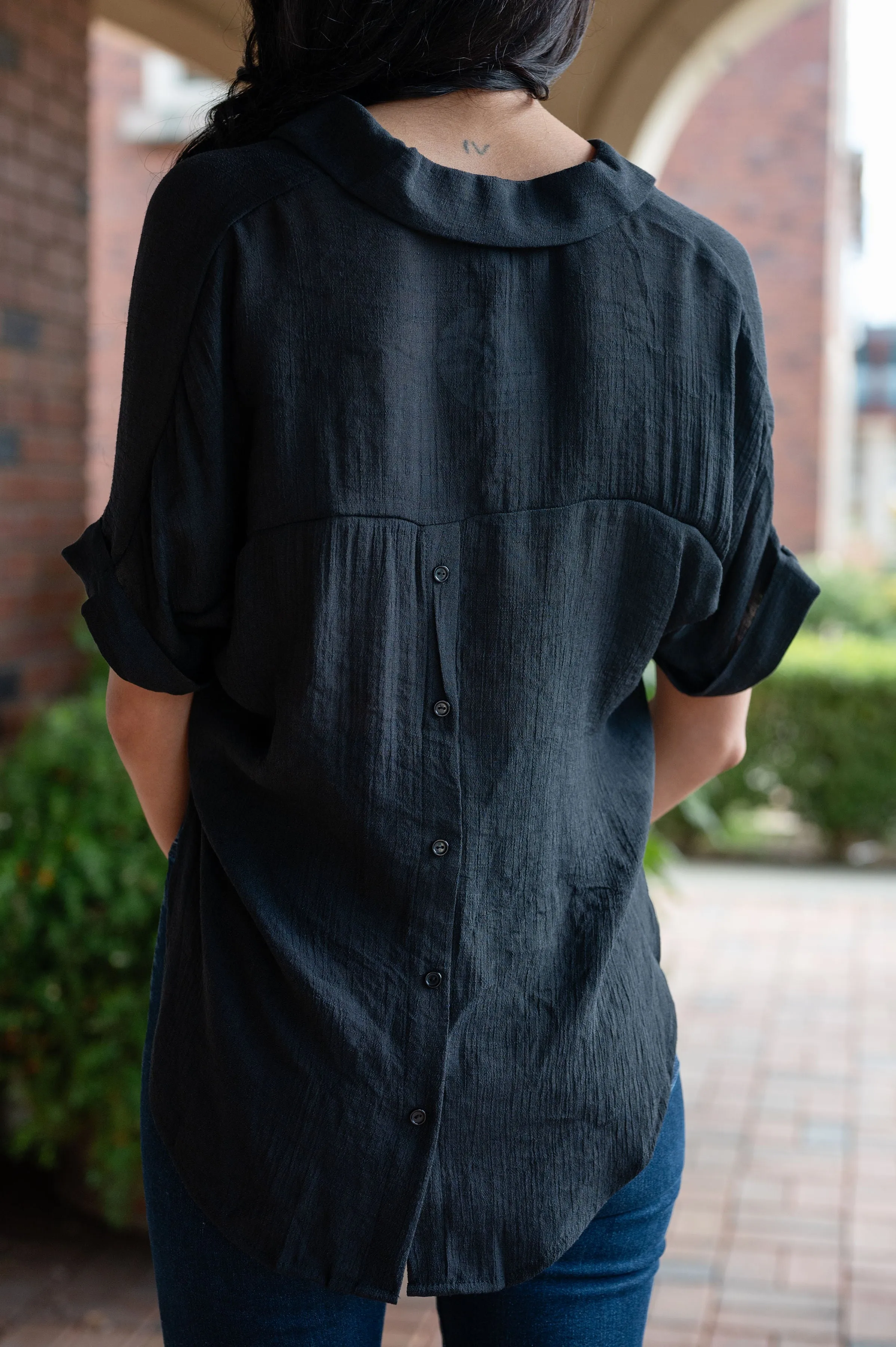 Collared Button Back Blouse