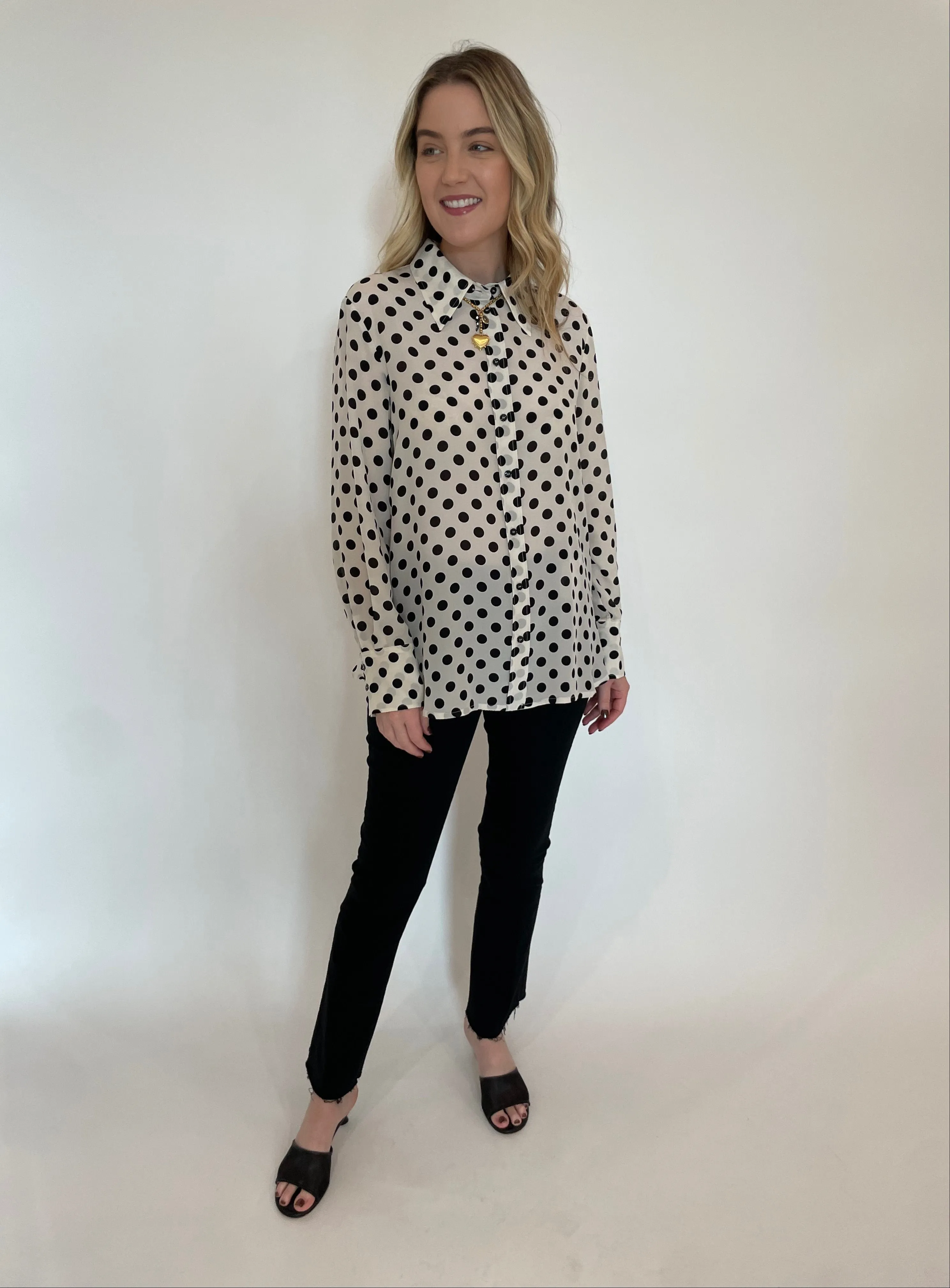 Conio Crepe Blouse - White Spotted