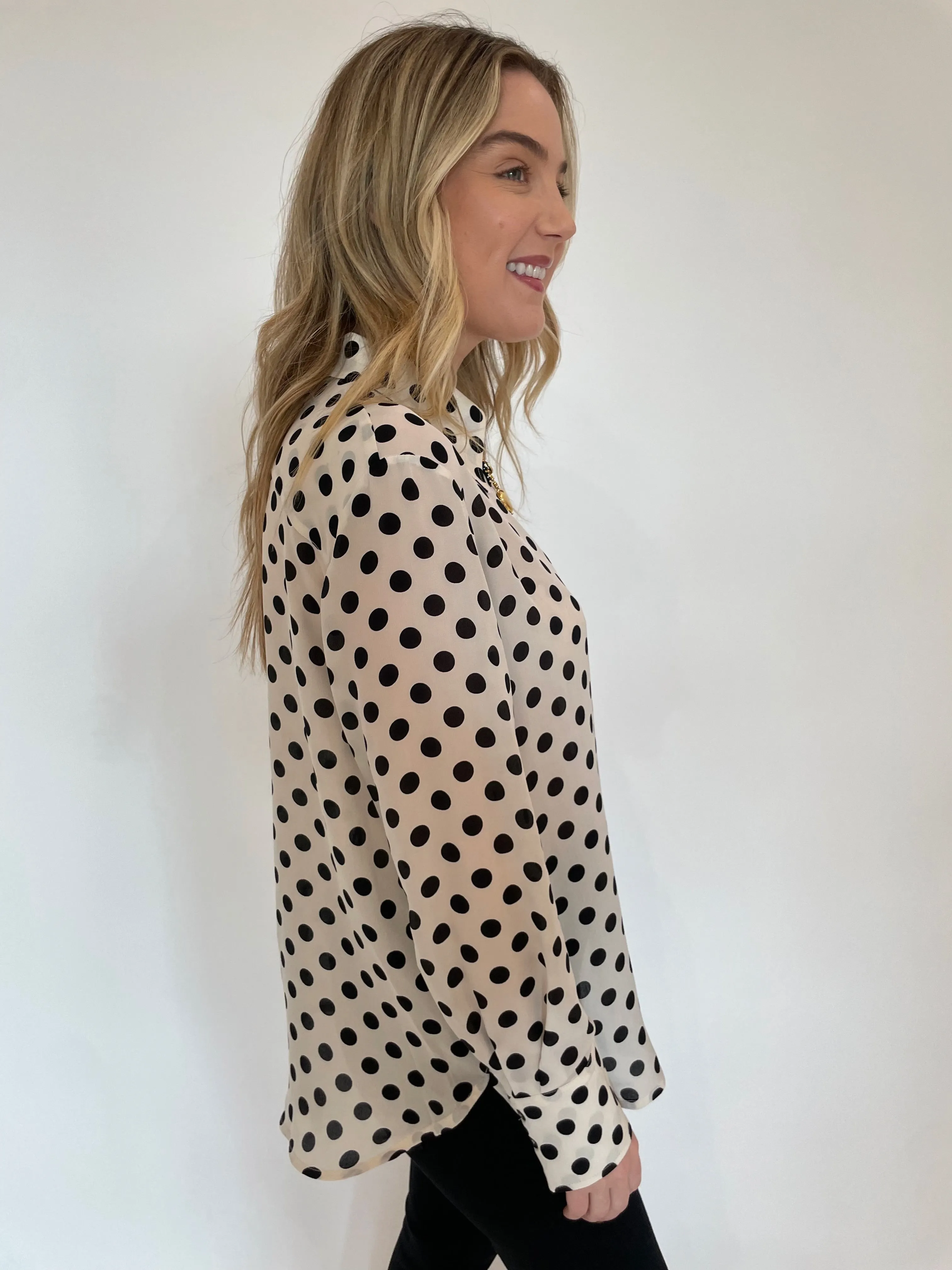 Conio Crepe Blouse - White Spotted