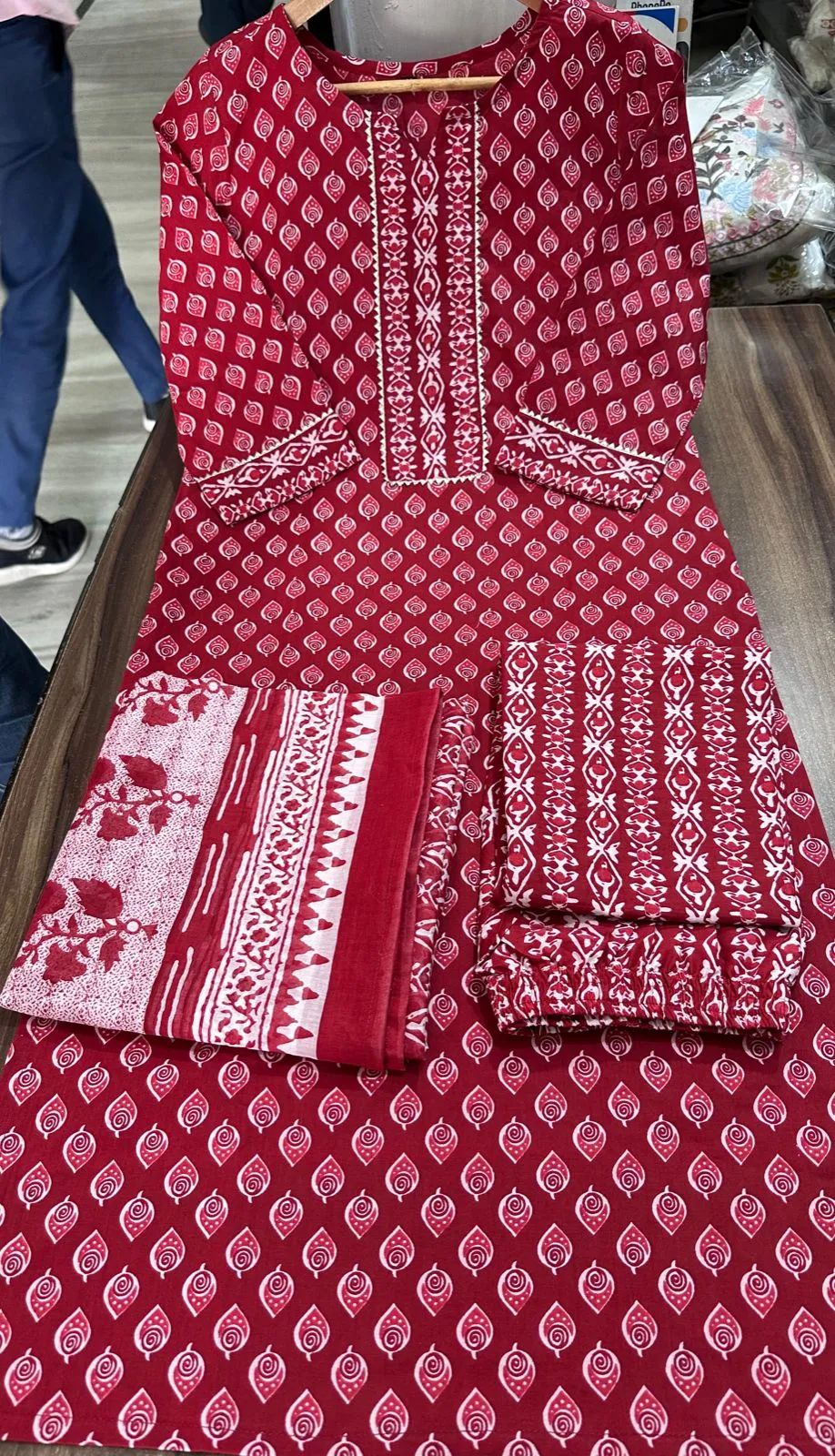 Cotton Kurti with Pant and Dupatta Set