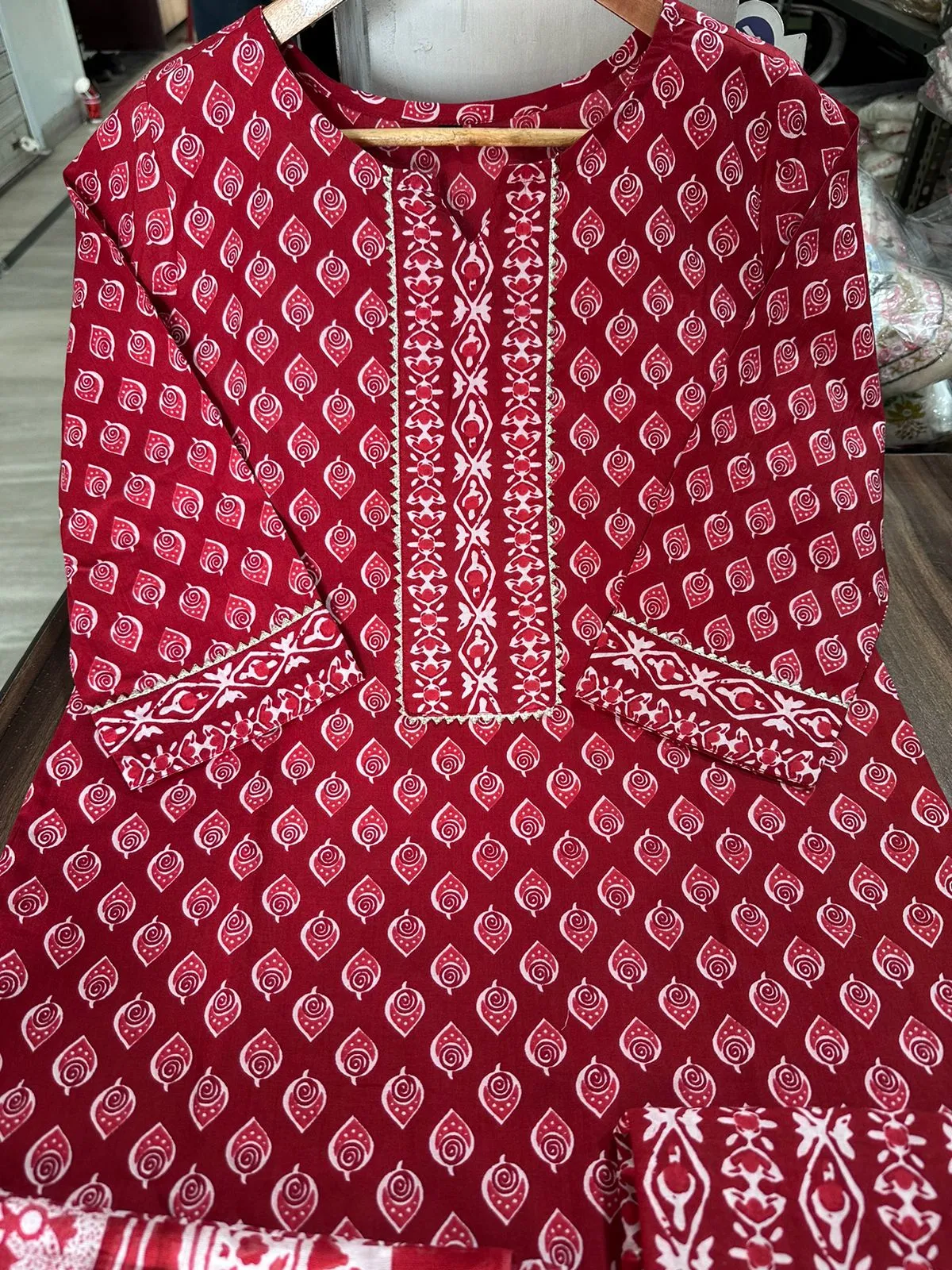 Cotton Kurti with Pant and Dupatta Set