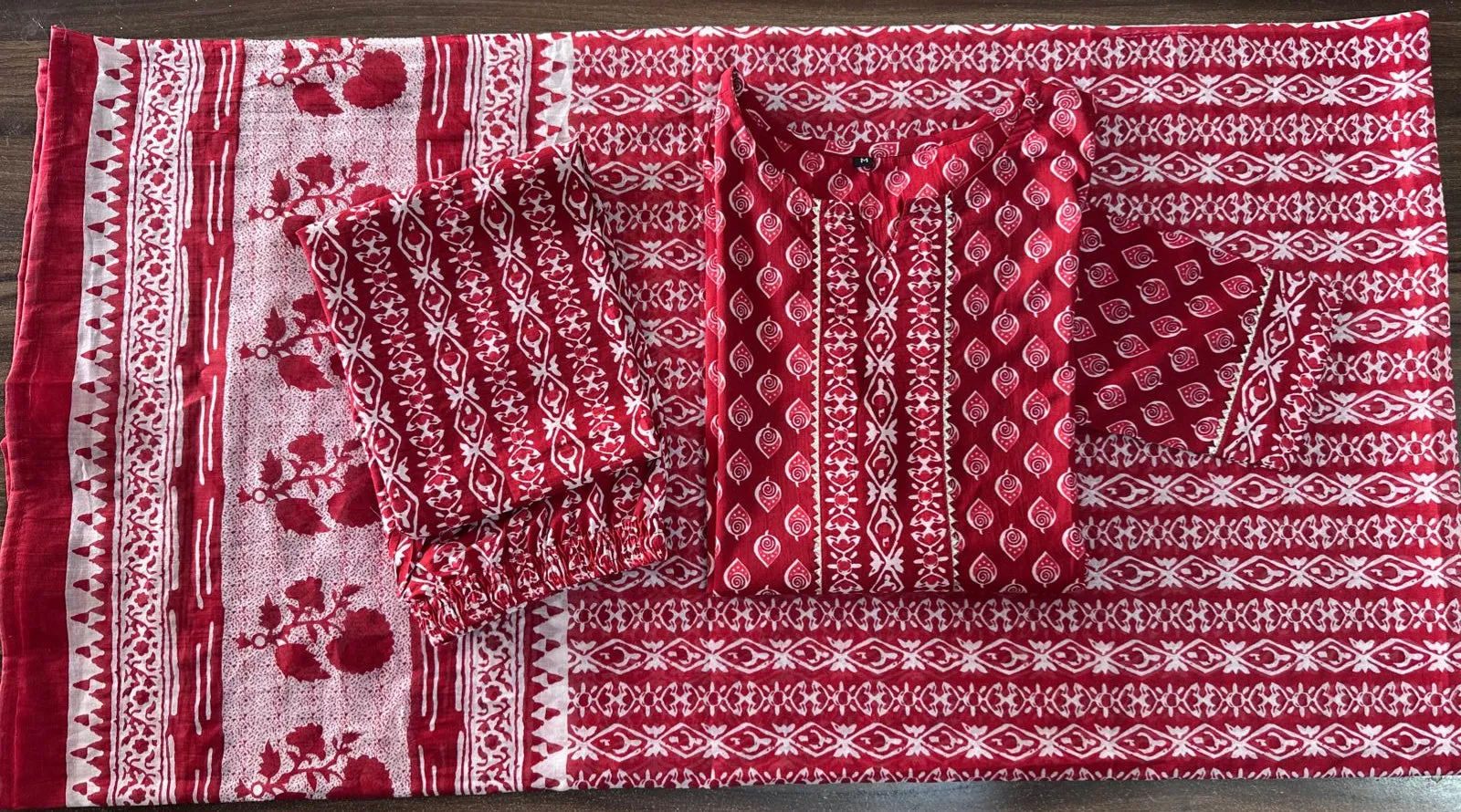 Cotton Kurti with Pant and Dupatta Set