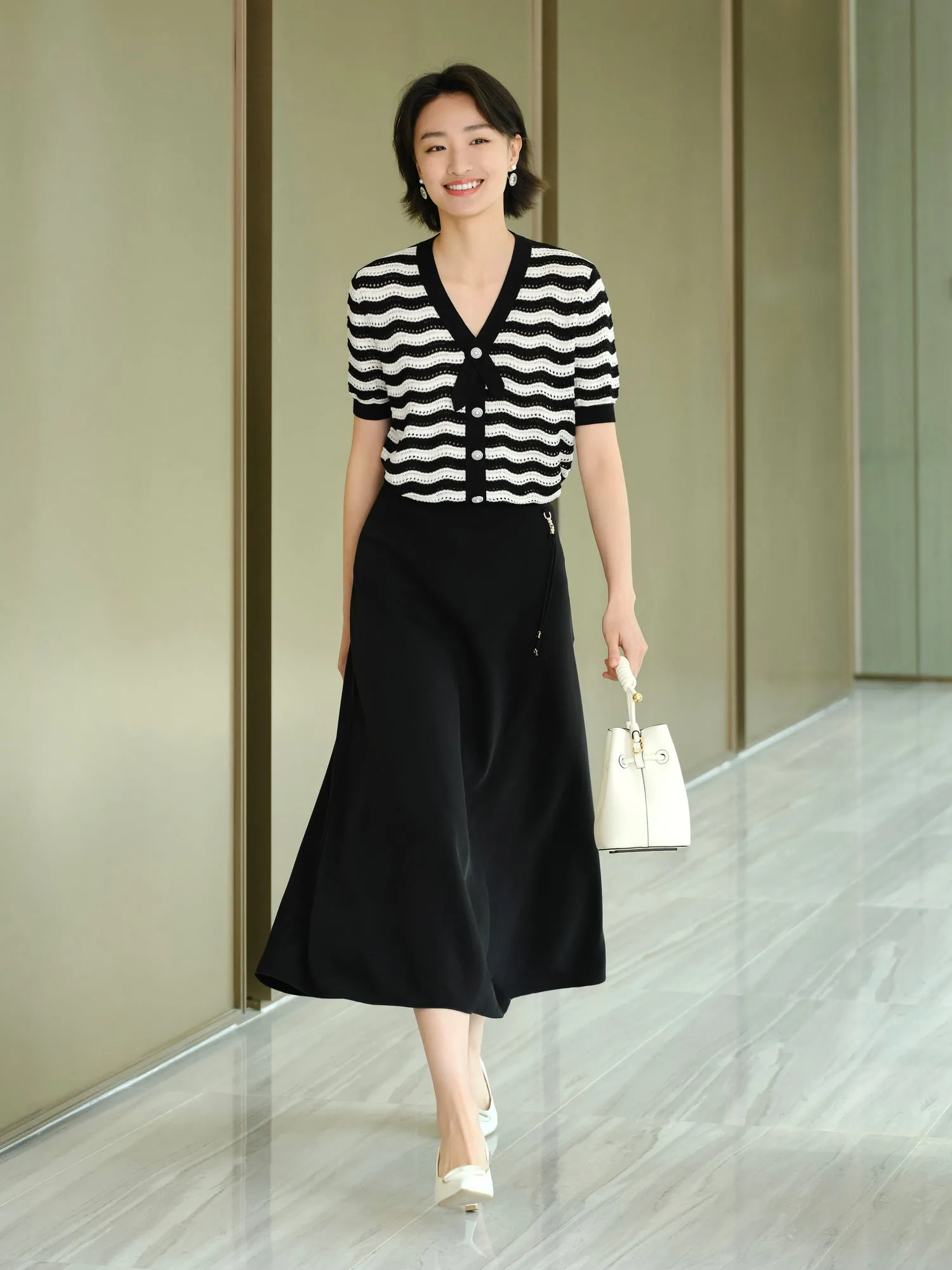 EP YAYING Hollow Striped Knitwear