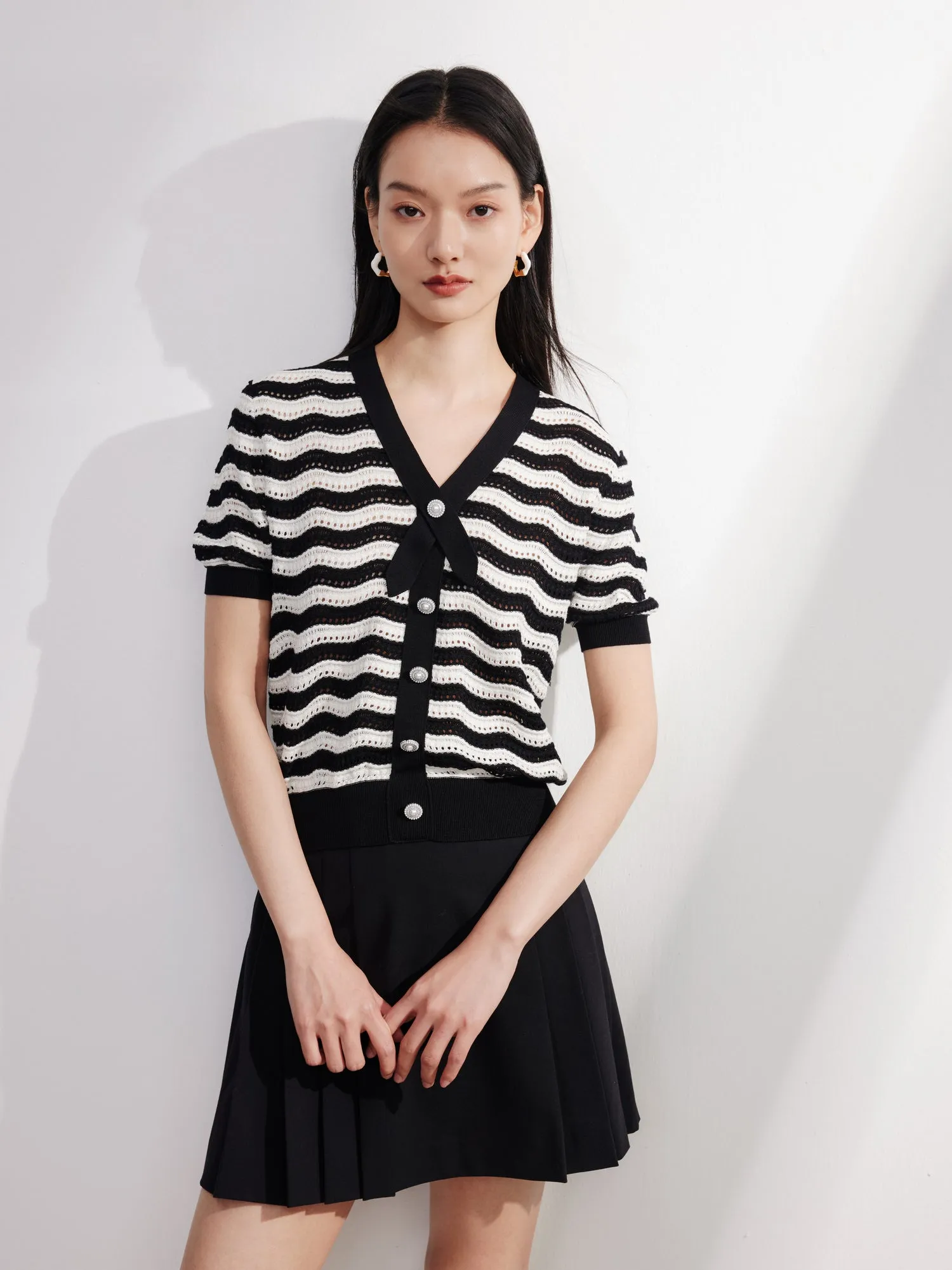 EP YAYING Hollow Striped Knitwear