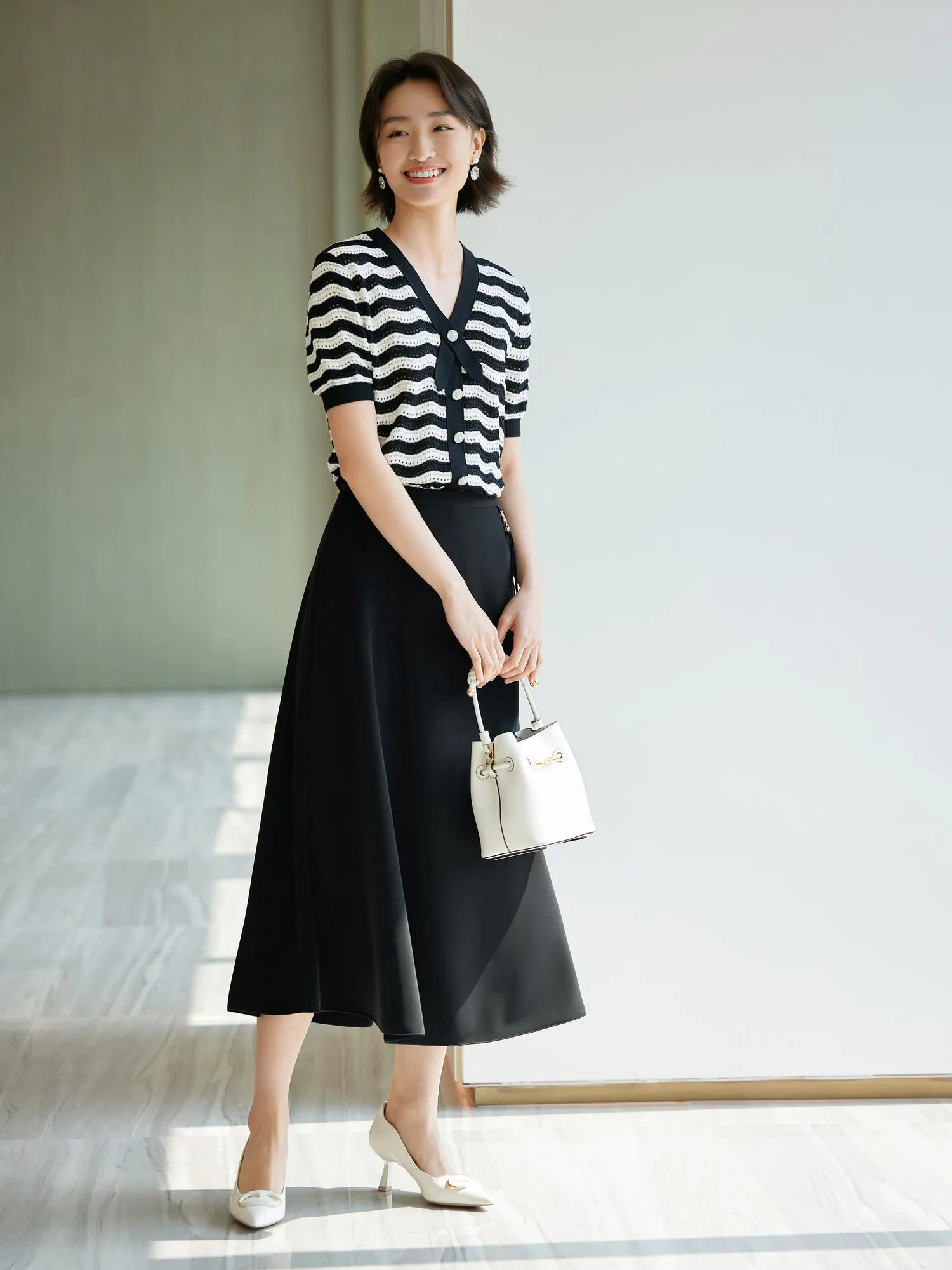 EP YAYING Hollow Striped Knitwear