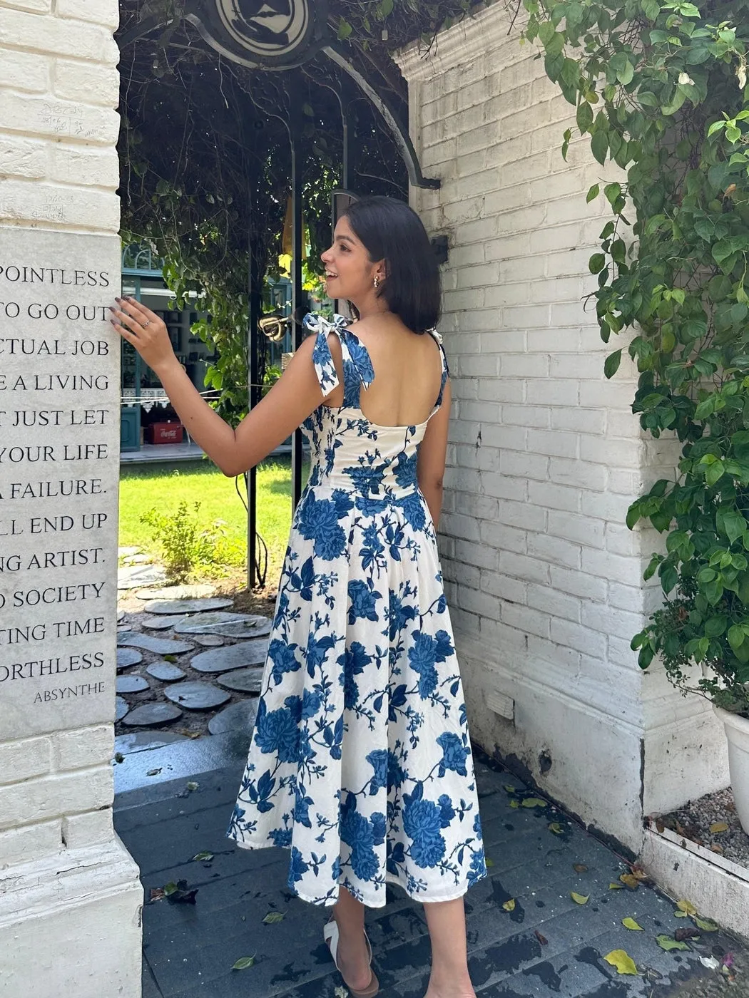 Florence tie-up dress-Blue
