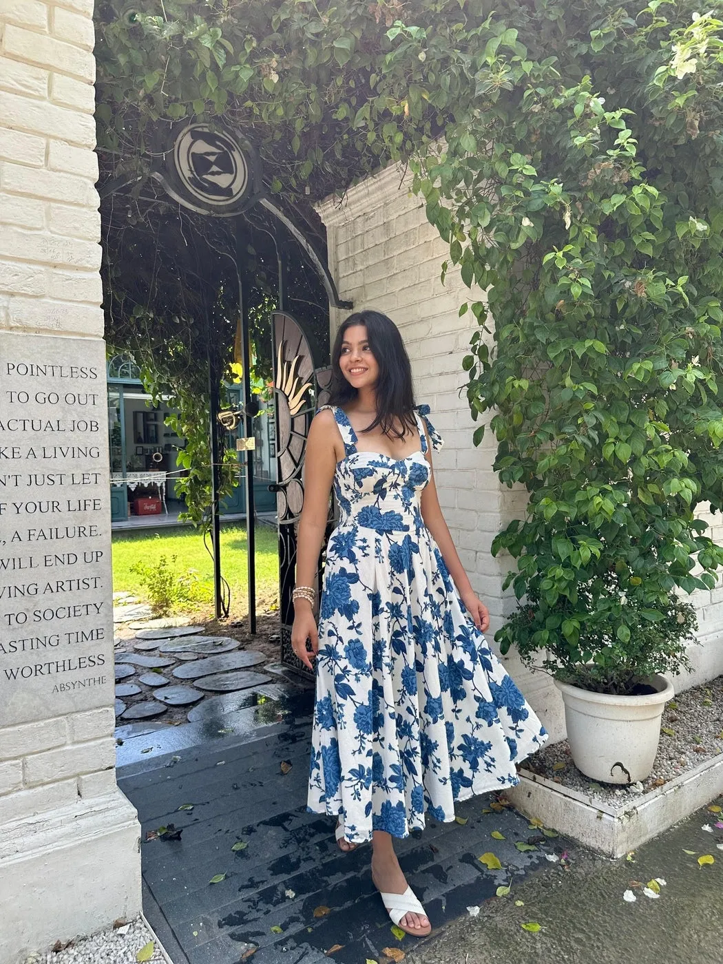 Florence tie-up dress-Blue