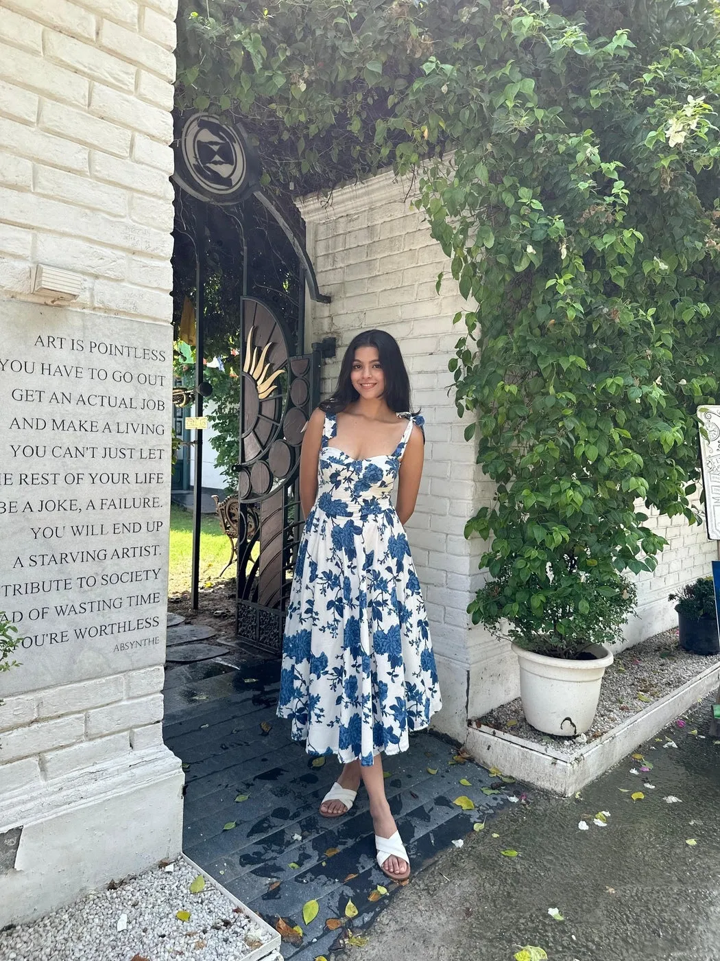 Florence tie-up dress-Blue