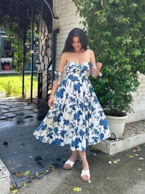 Florence tie-up dress-Blue