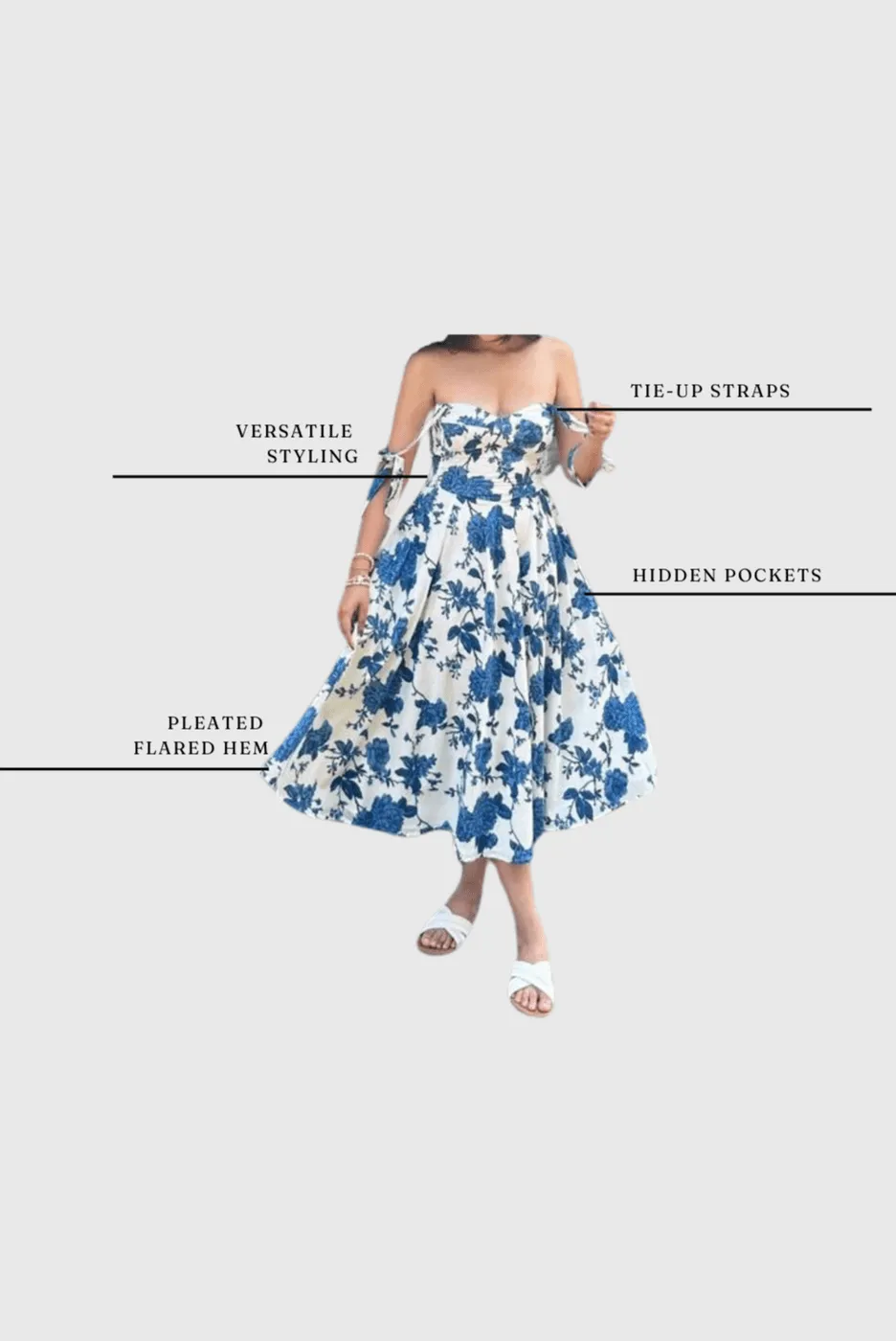 Florence tie-up dress-Blue