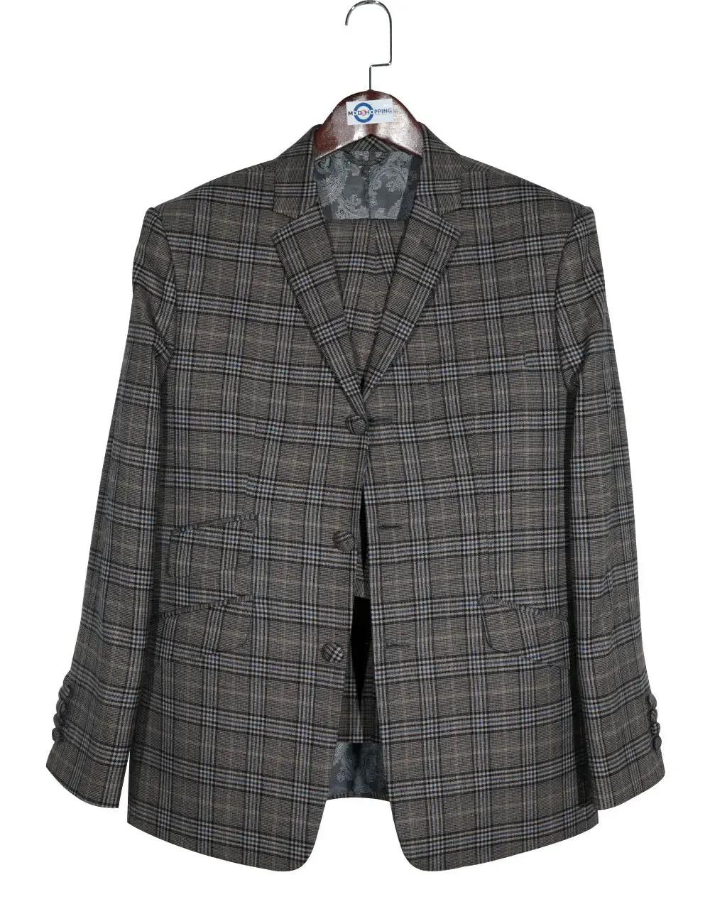 Grey Prince of Wales Check 3 Piece Suit