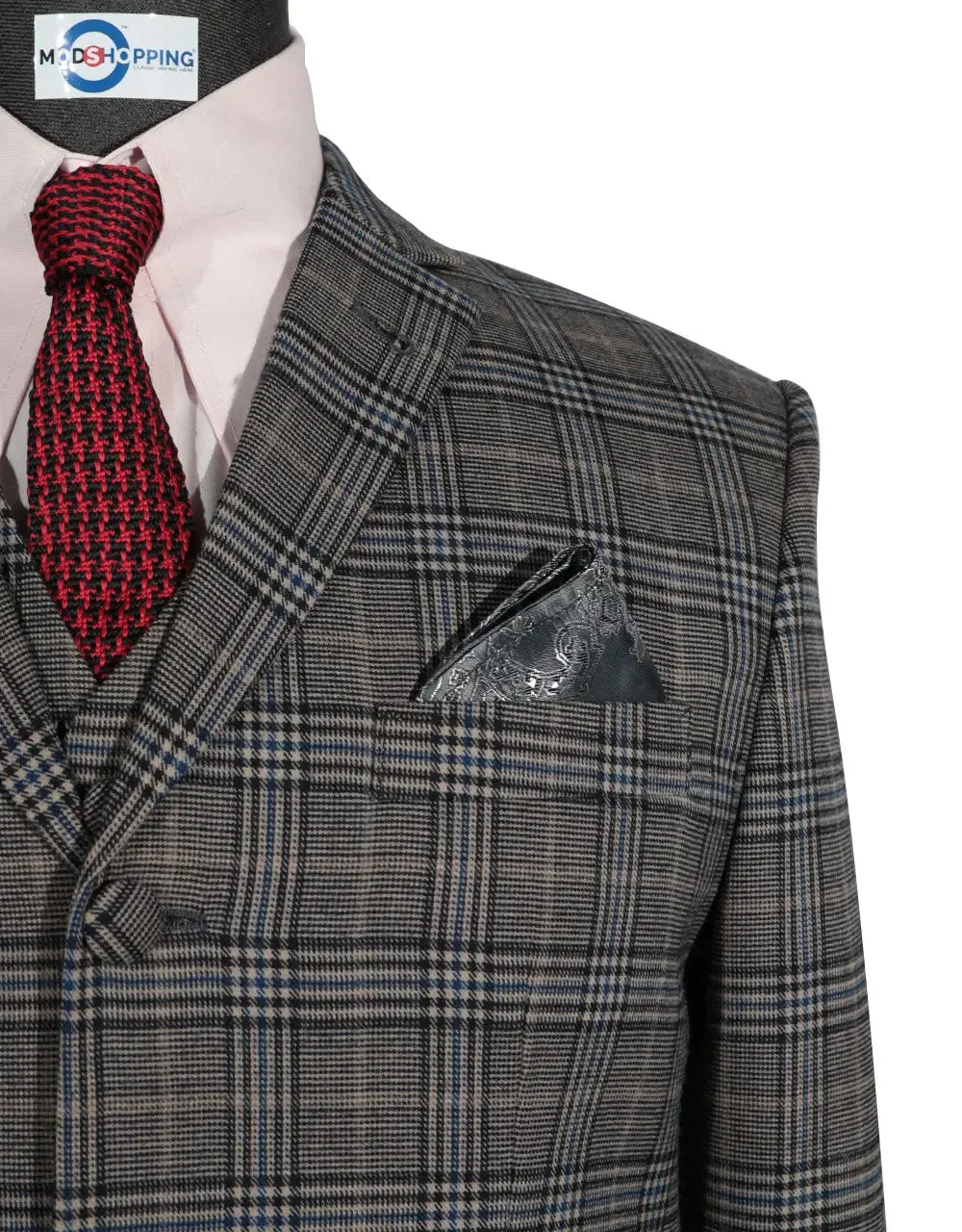 Grey Prince of Wales Check 3 Piece Suit