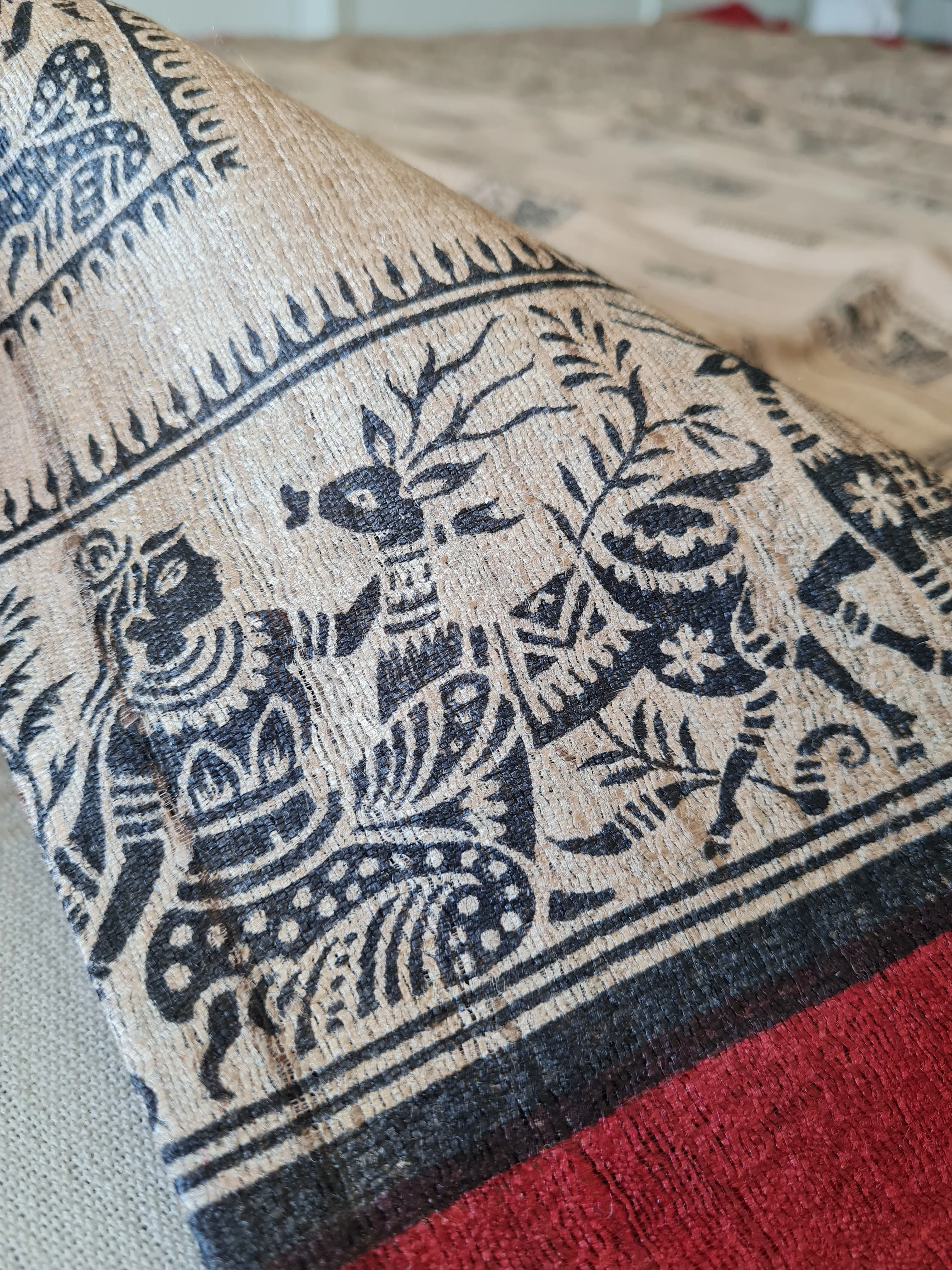 Handloom Ghicha Silk Saree with Block Prints