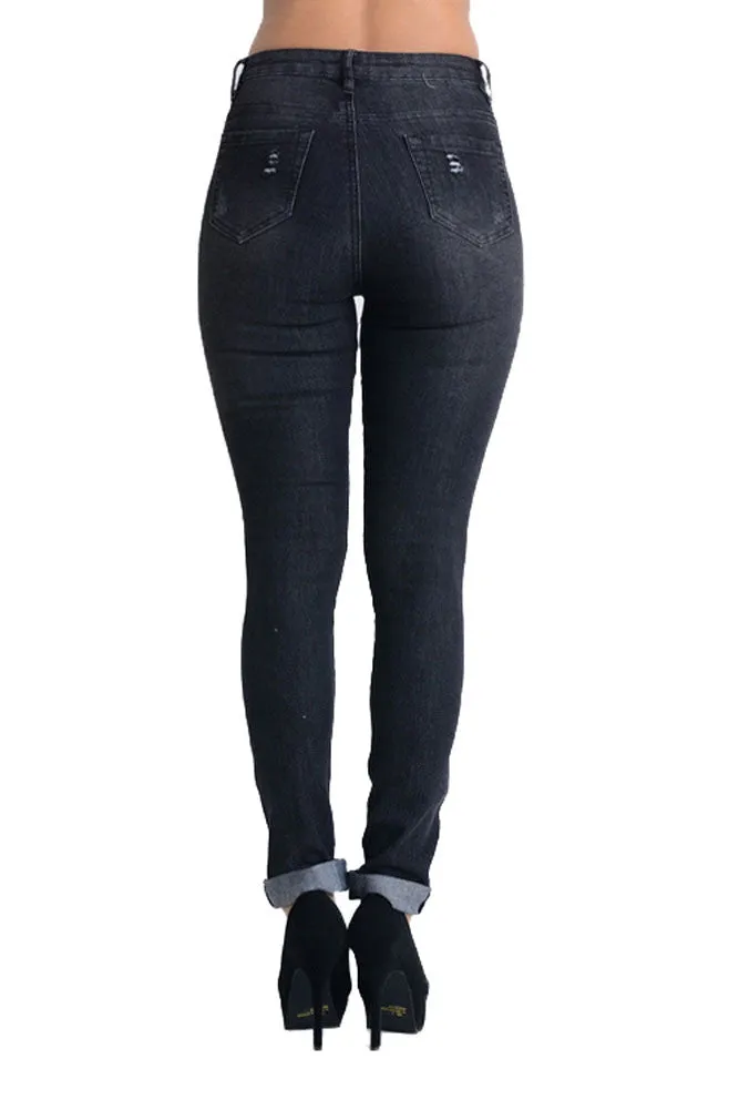 High Waisted Ripped Skinny Fit Jeans