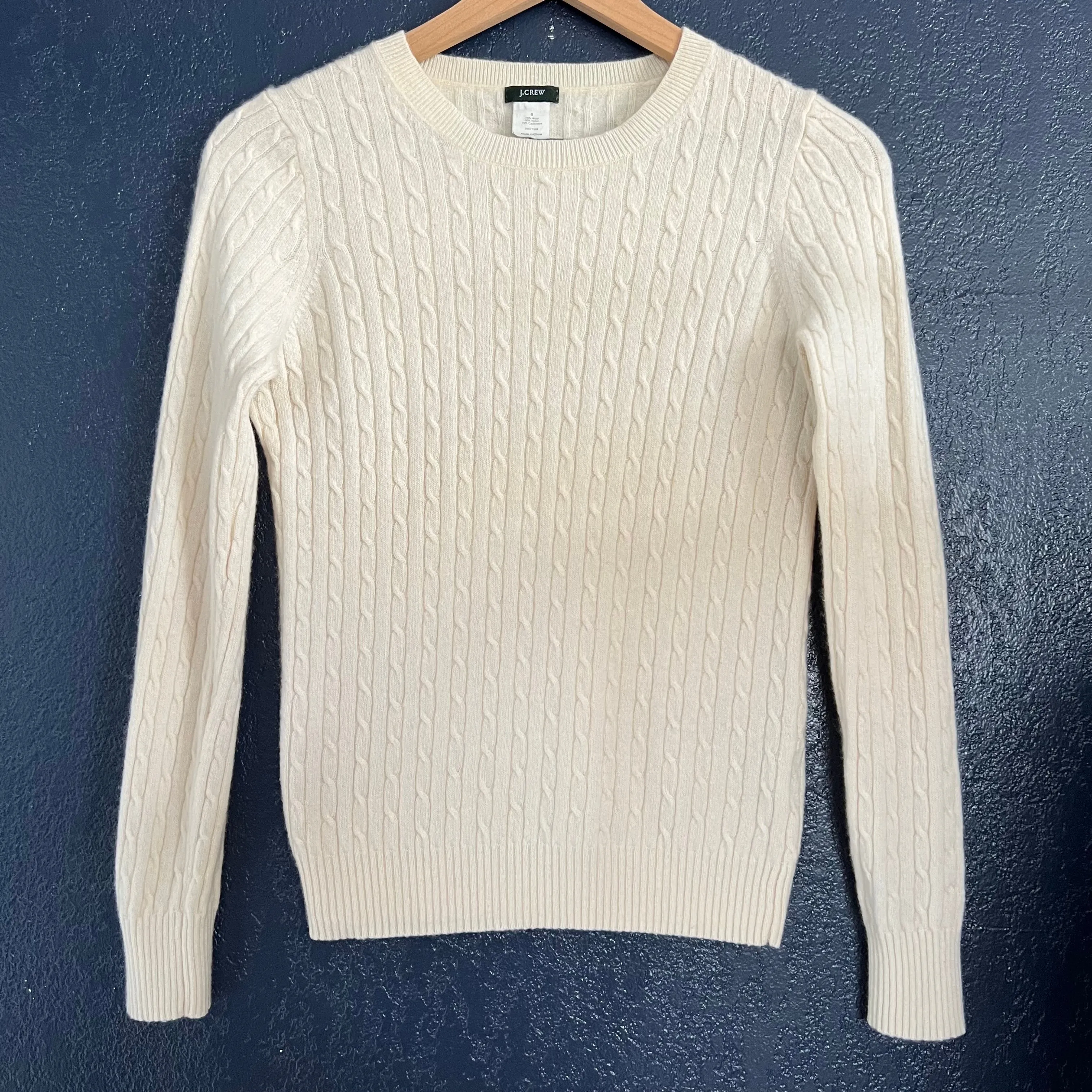 J.Crew Cream Cable-knit Long-sleeve Crewneck Sweater