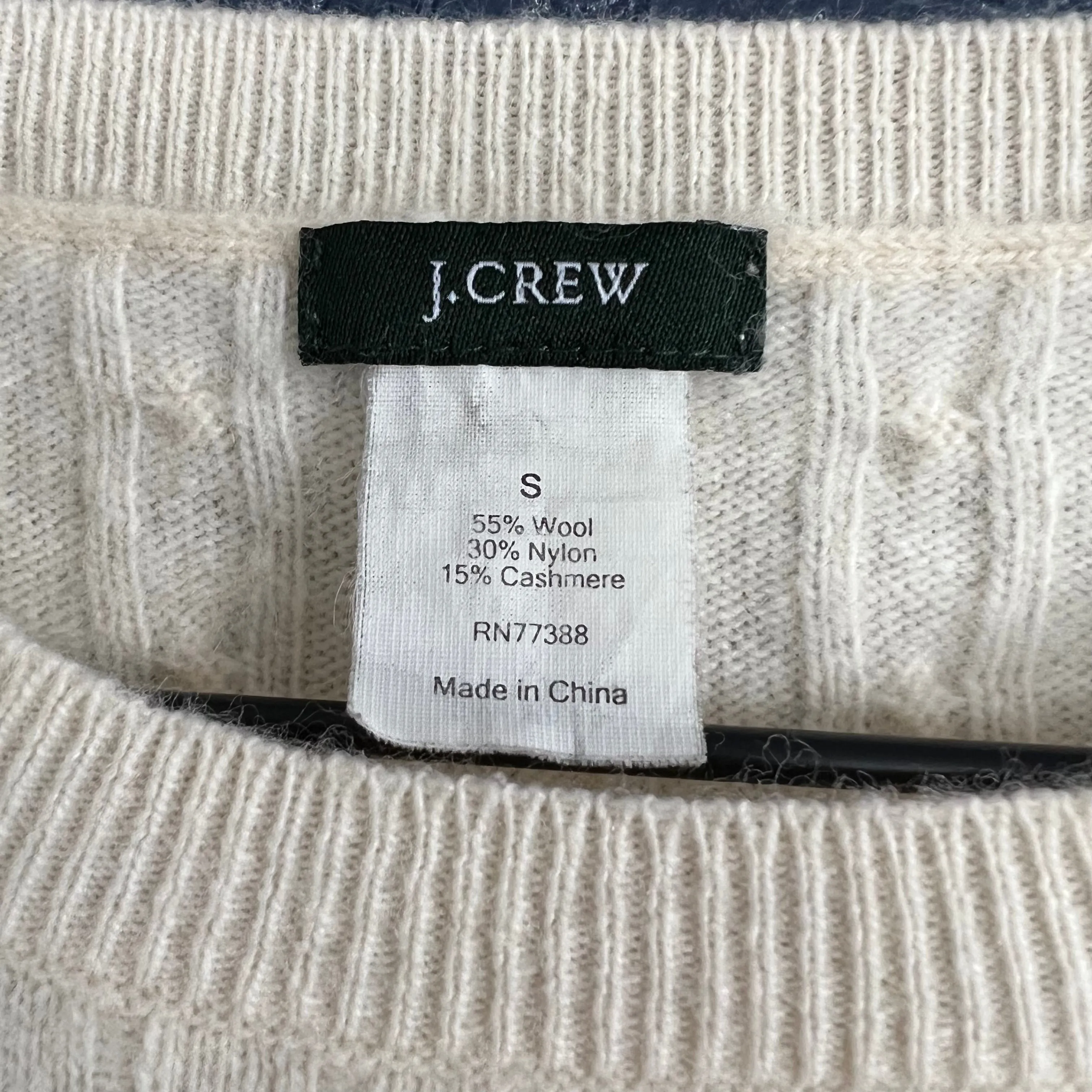 J.Crew Cream Cable-knit Long-sleeve Crewneck Sweater