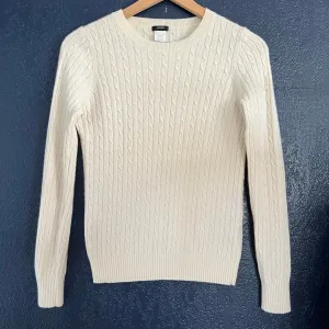 J.Crew Cream Cable-knit Long-sleeve Crewneck Sweater