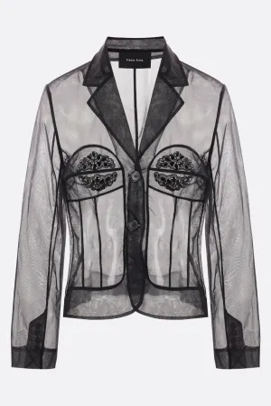 Jeweled Sheer Tulle Blazer