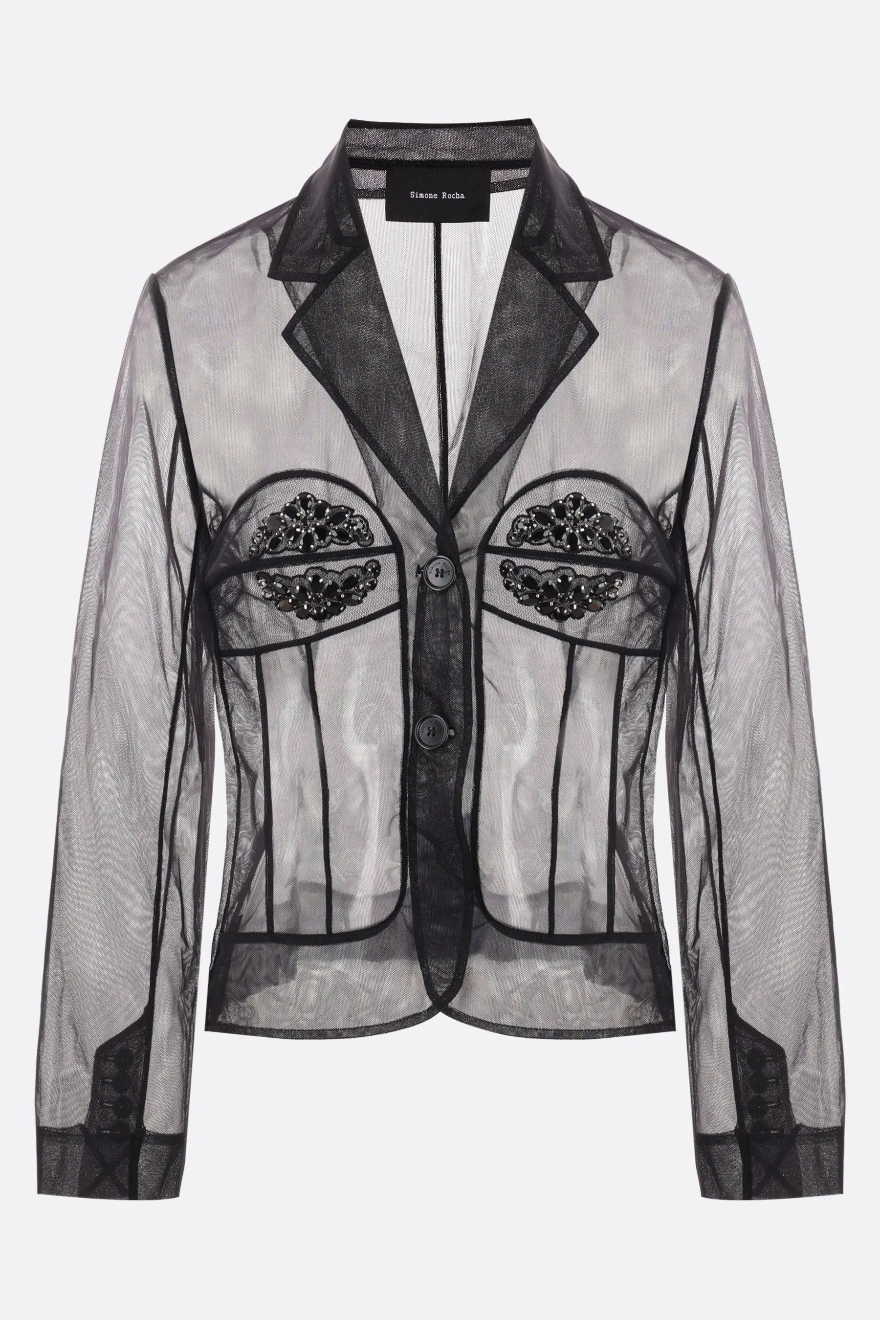 Jeweled Sheer Tulle Blazer