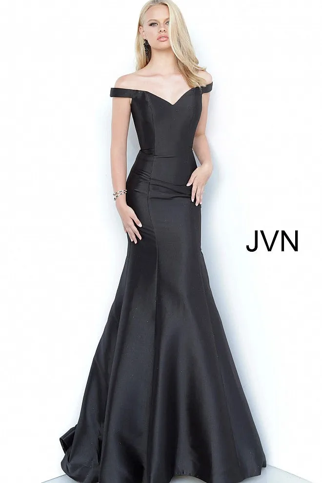 Jovani JVN3245 Size 6 Red Long Fitted Off the Shoulder Prom Dress Mermaid Gown