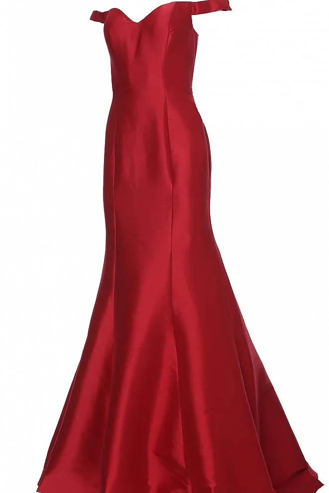 Jovani JVN3245 Size 6 Red Long Fitted Off the Shoulder Prom Dress Mermaid Gown