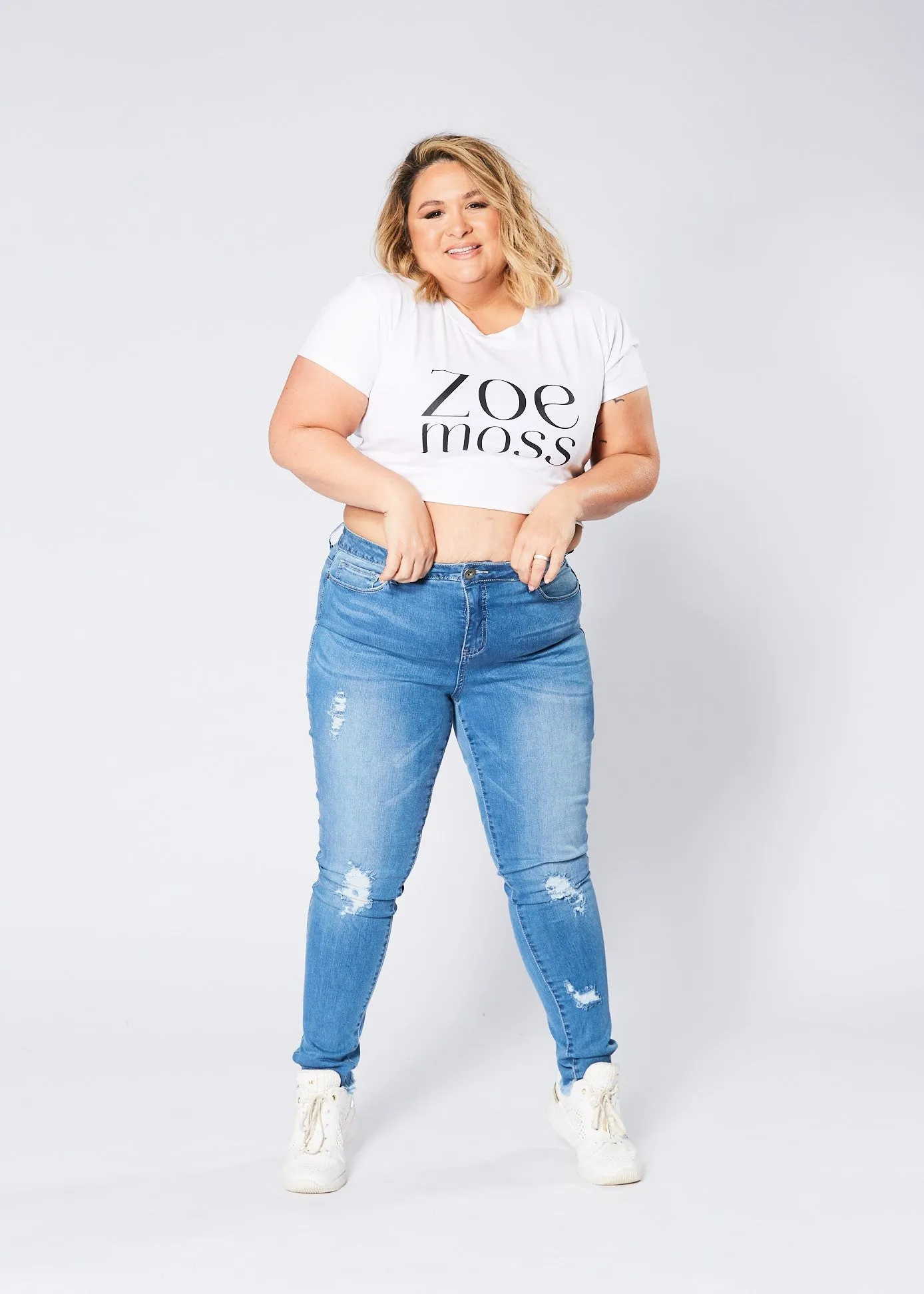 Kim Ripped Skinny Jeans - Blue Wash