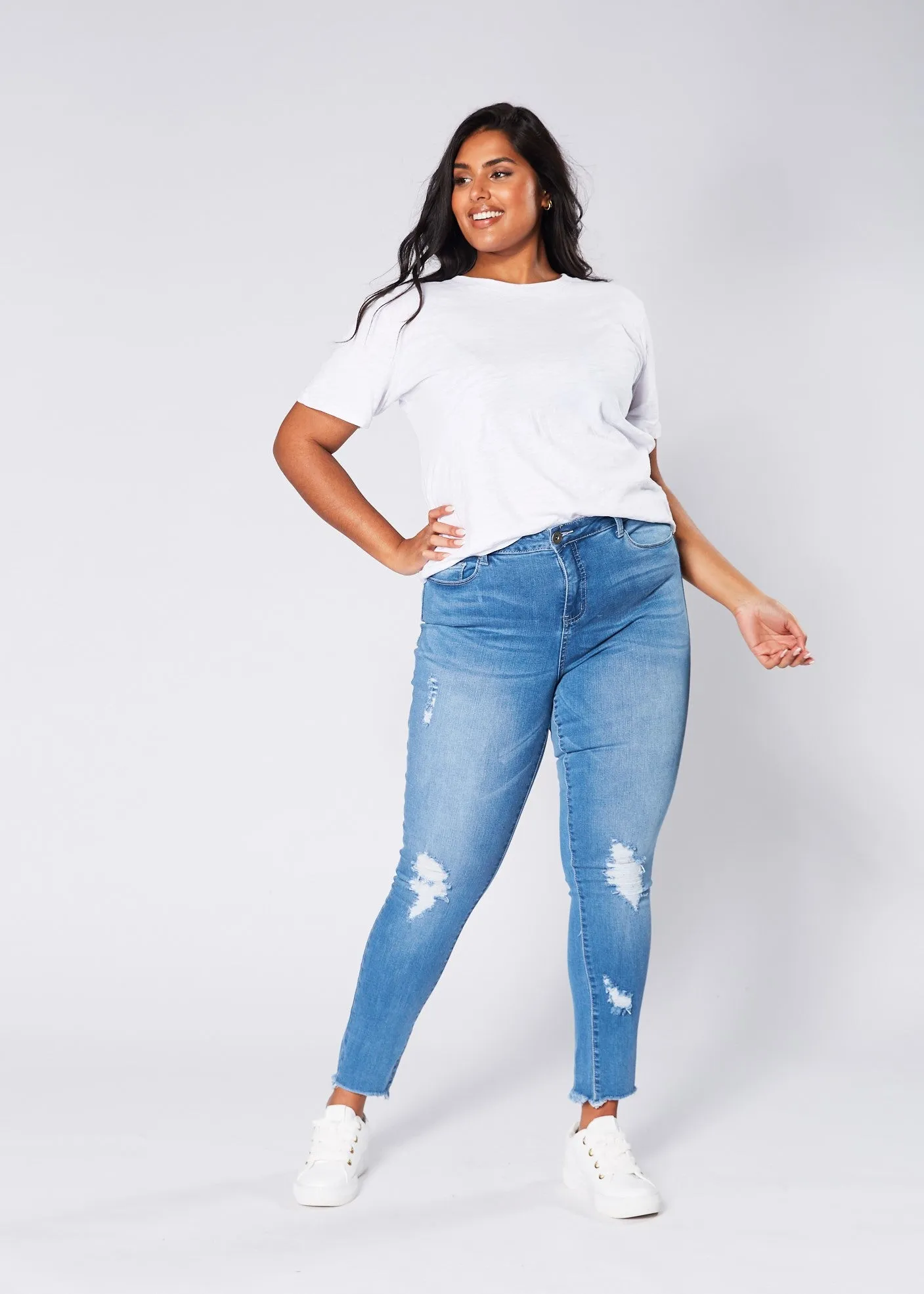 Kim Ripped Skinny Jeans - Blue Wash
