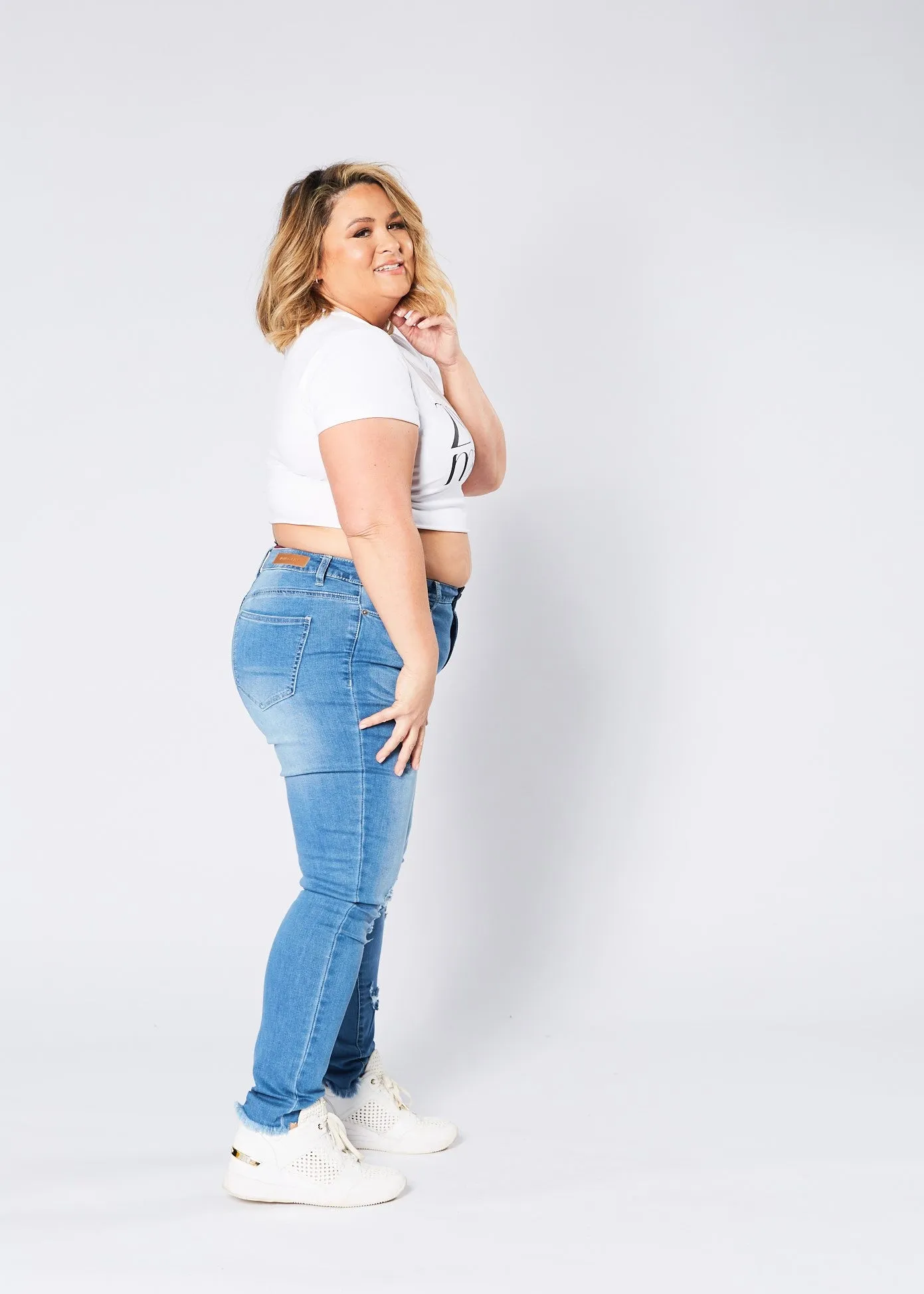 Kim Ripped Skinny Jeans - Blue Wash